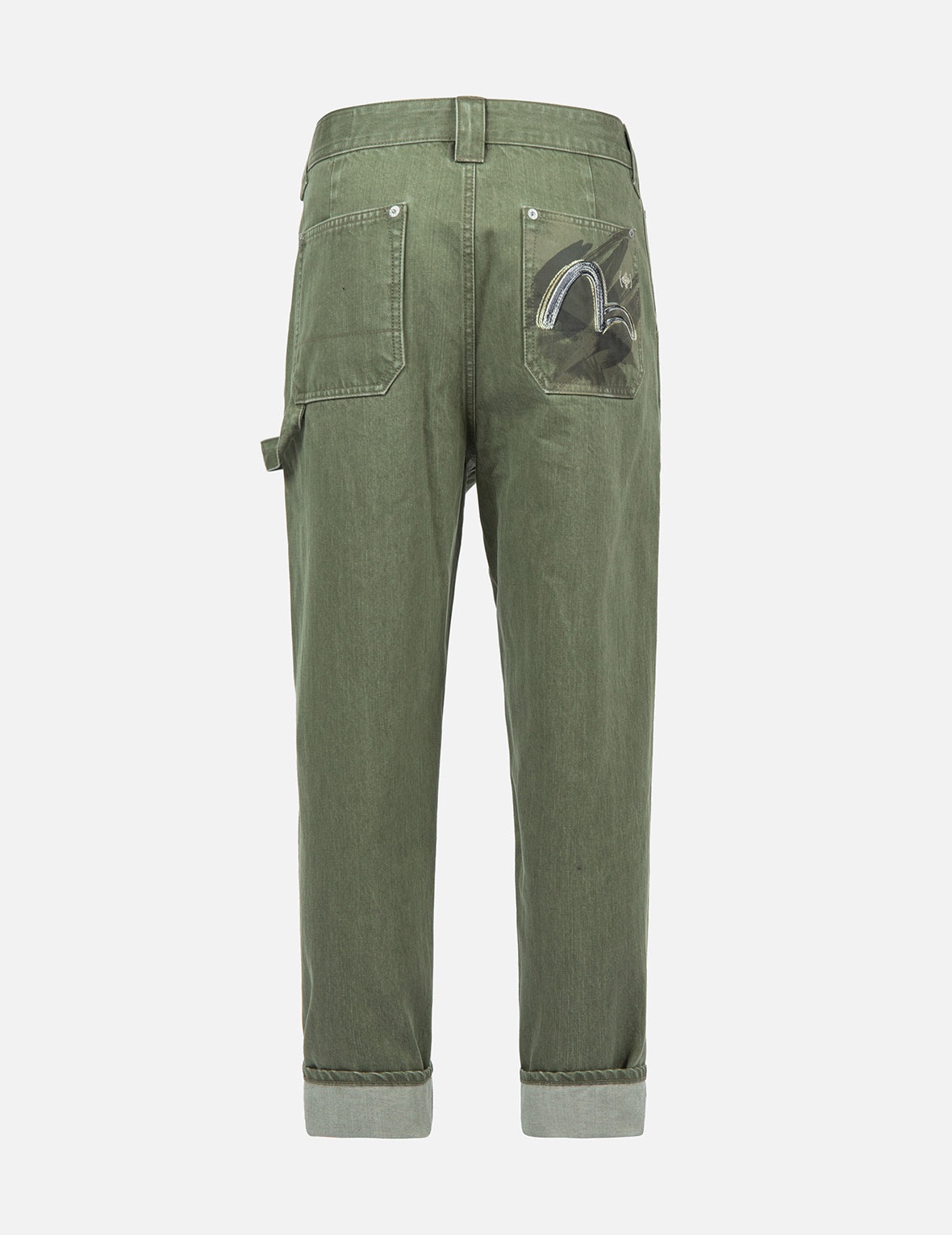 Brush Effect Seagull Print Carrot Jeans - 2