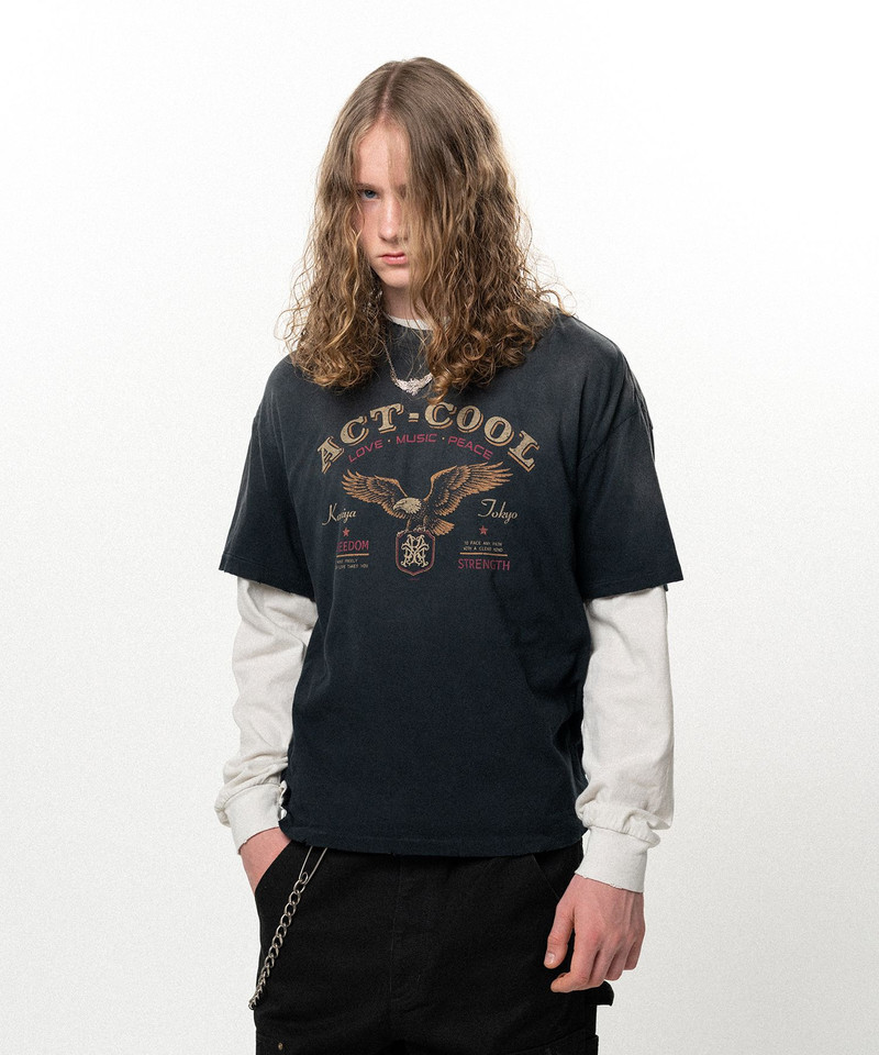 "ACT-COOL Eagle" Distressed T-shirt 11