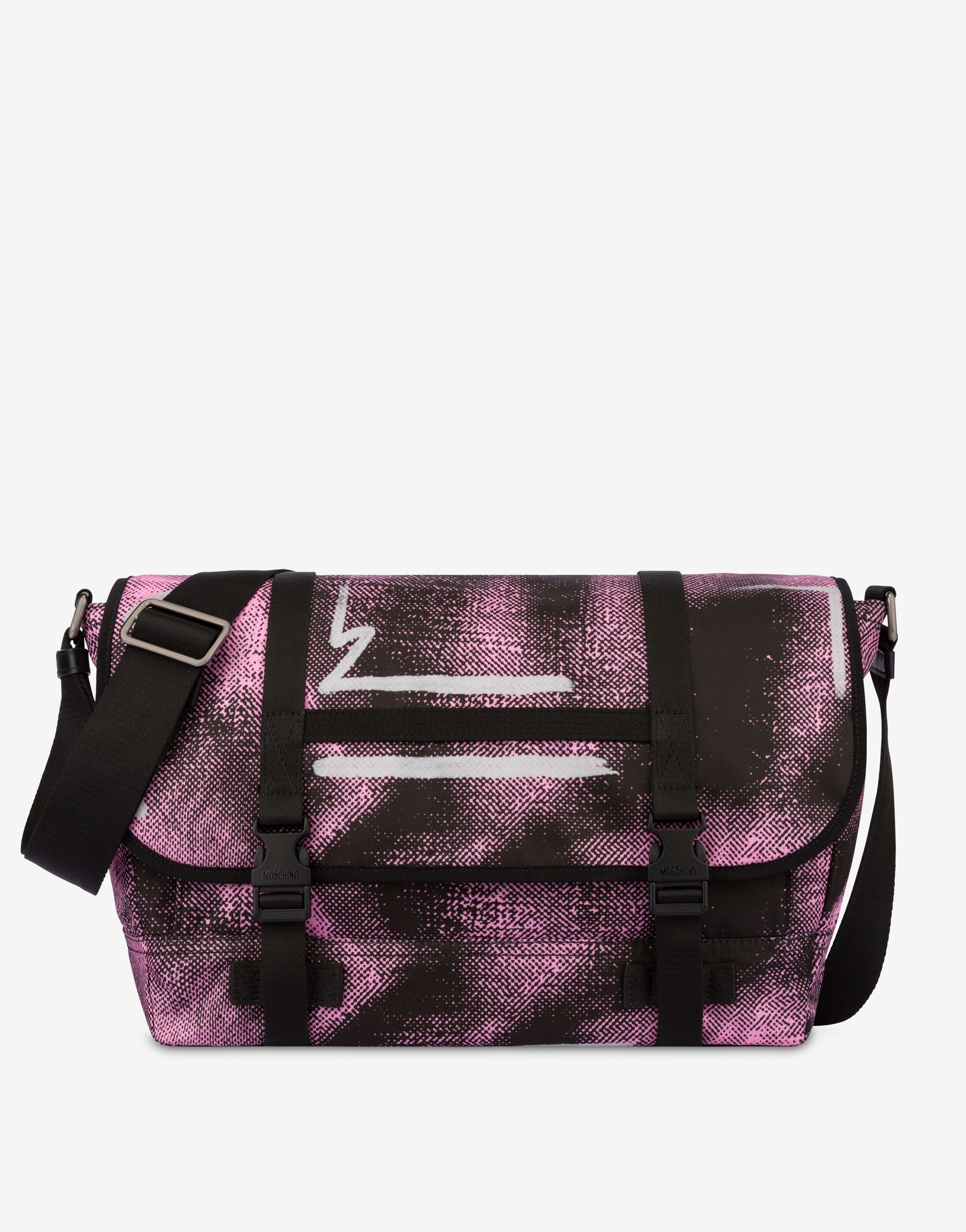 SHADOWS & SQUIGGLES LARGE NYLON MESSENGER BAG - 1