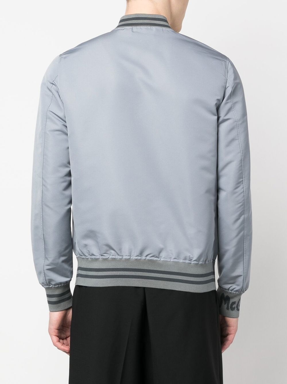 logo-print silk bomber jacket - 4