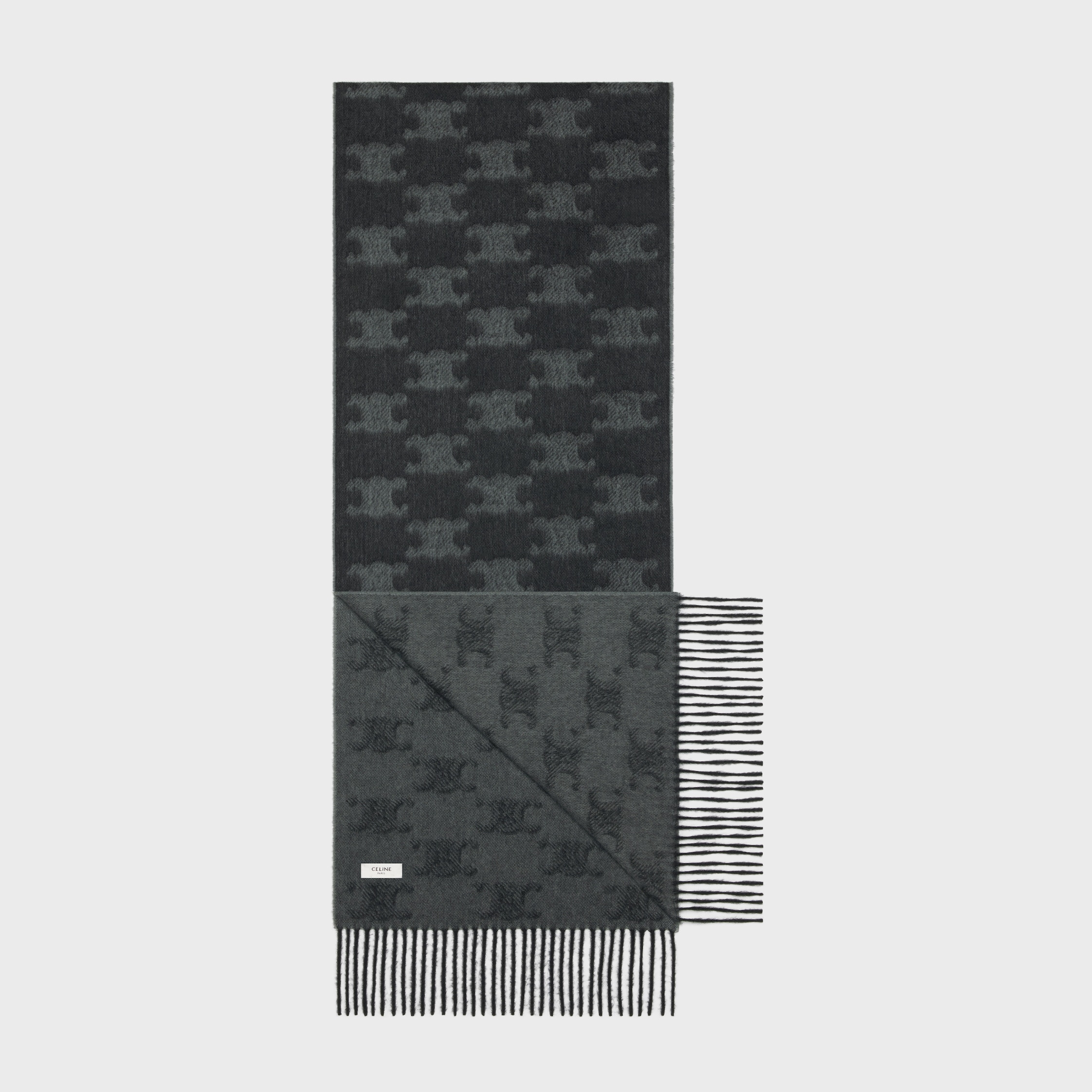 fringed scarf in monogram cashmere - 3