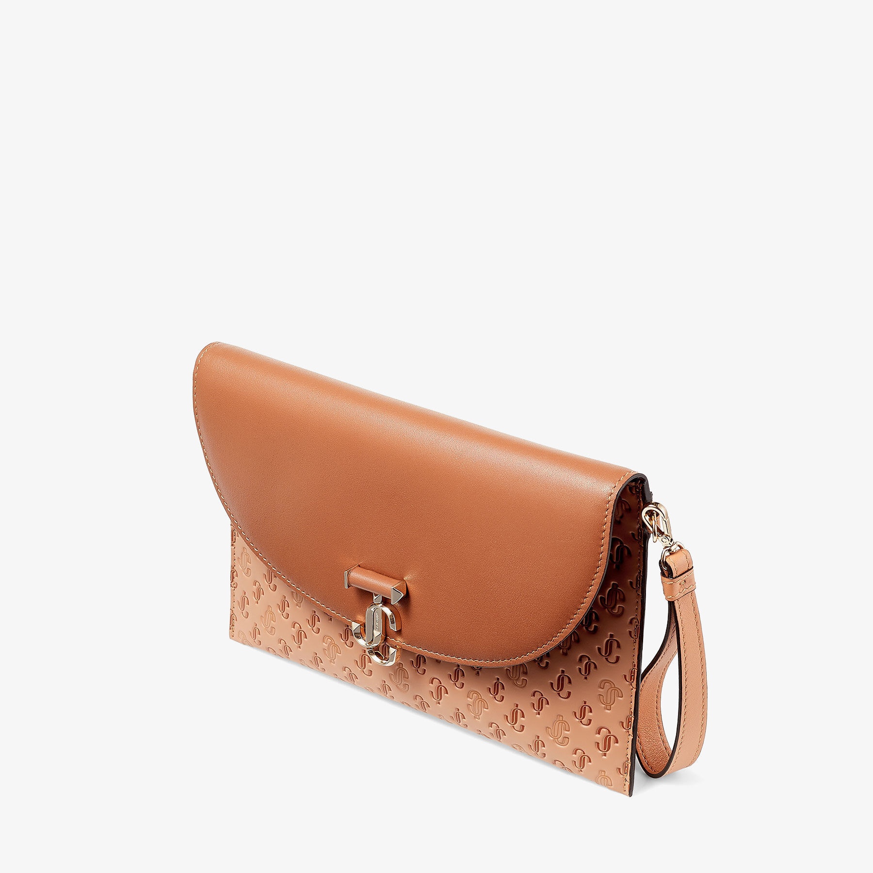 JC Envelope Pouch
Caramel JC Monogrammed Leather Pouch with Light Gold JC Monogram - 3