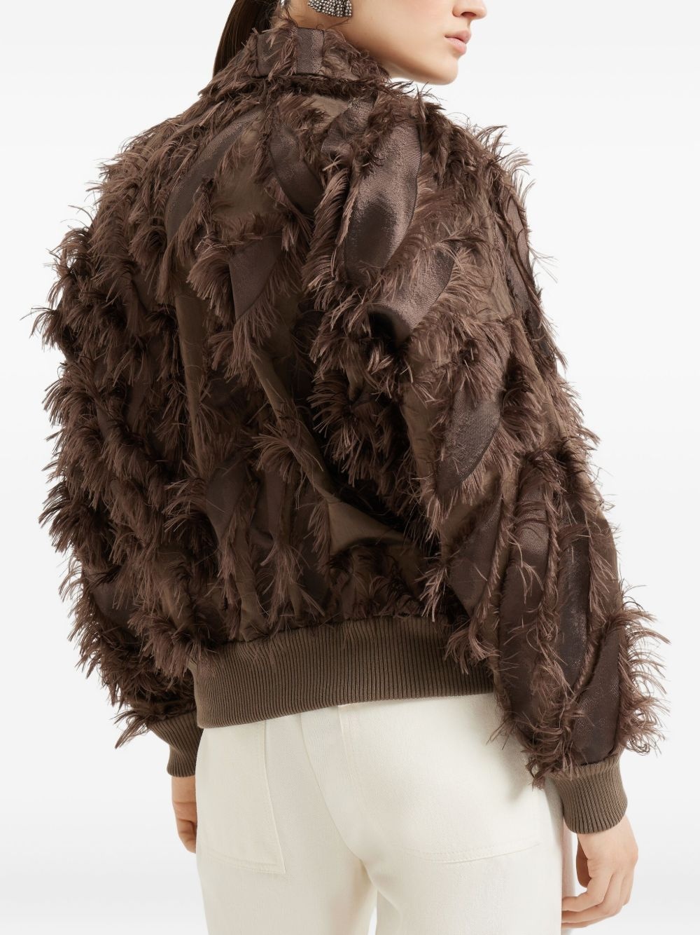 feather-trimmed bomber jacket - 5
