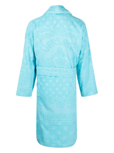 VERSACE Blue Barocco Terry-Cloth Cotton Robe outlook