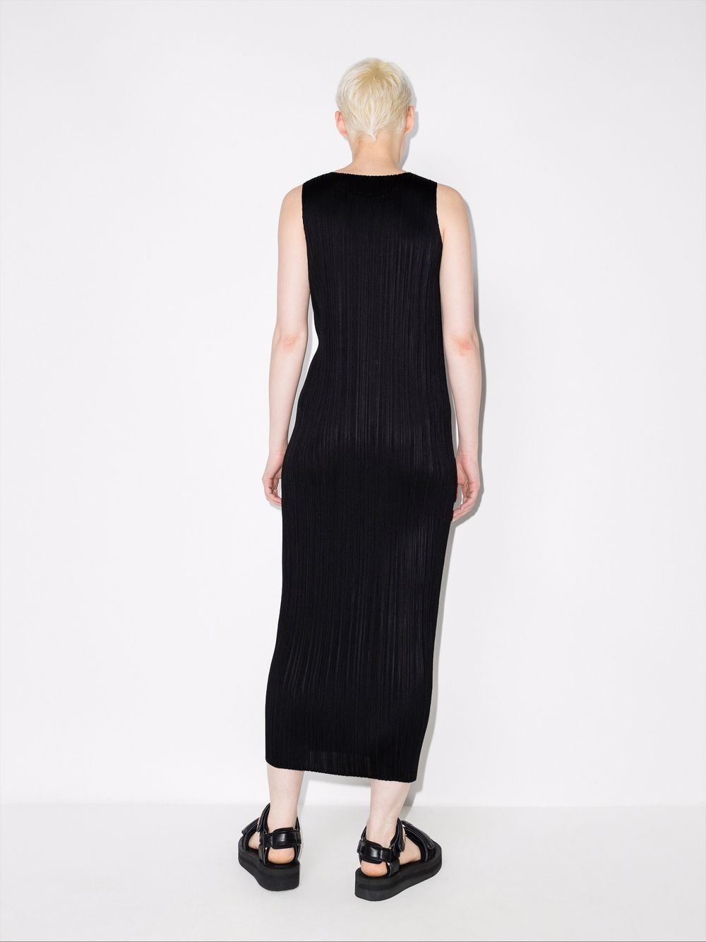 pleated sleeveless column dress - 3