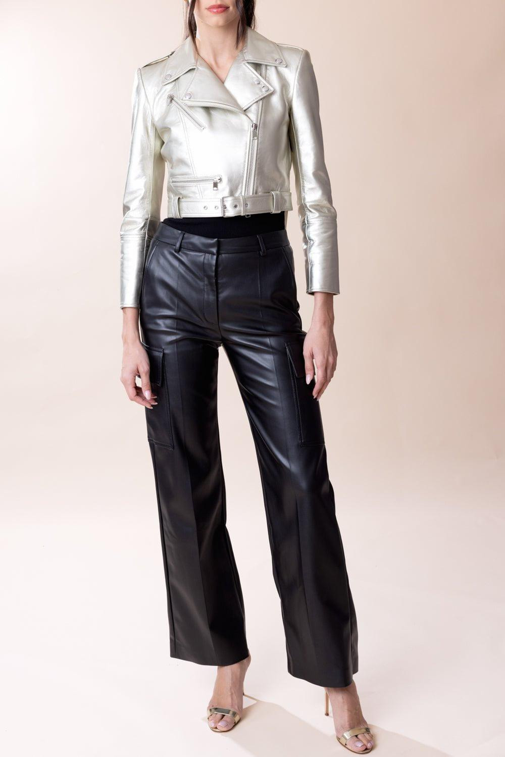 Cropped Biker Jacket - Champagne - 5