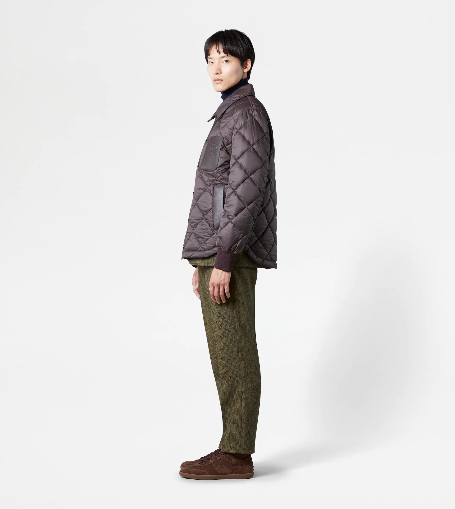 QUILTED OVERHIRT JACKET - BROWN - 4