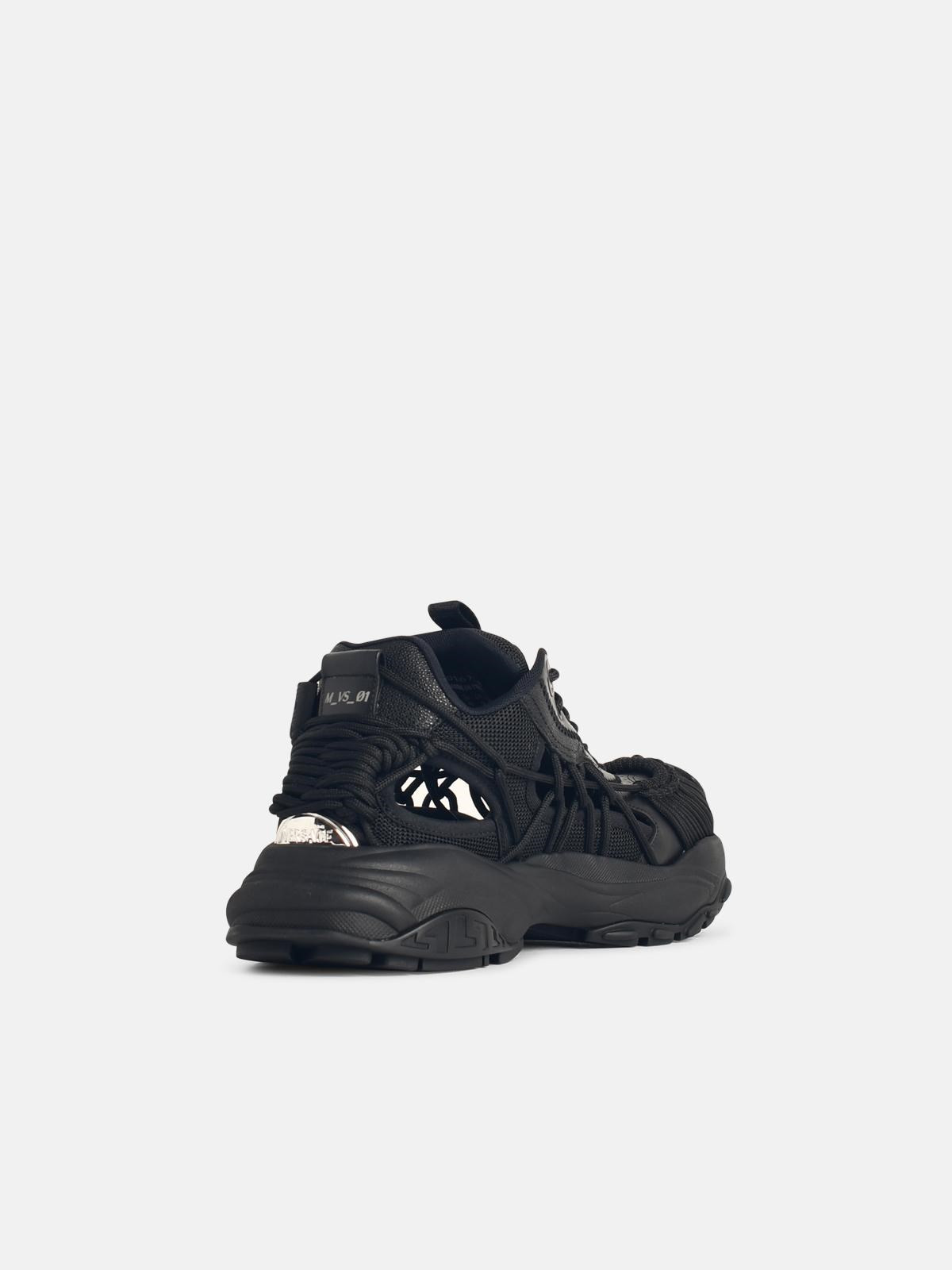 'MERCURY' BLACK LEATHER BLEND SNEAKERS - 3