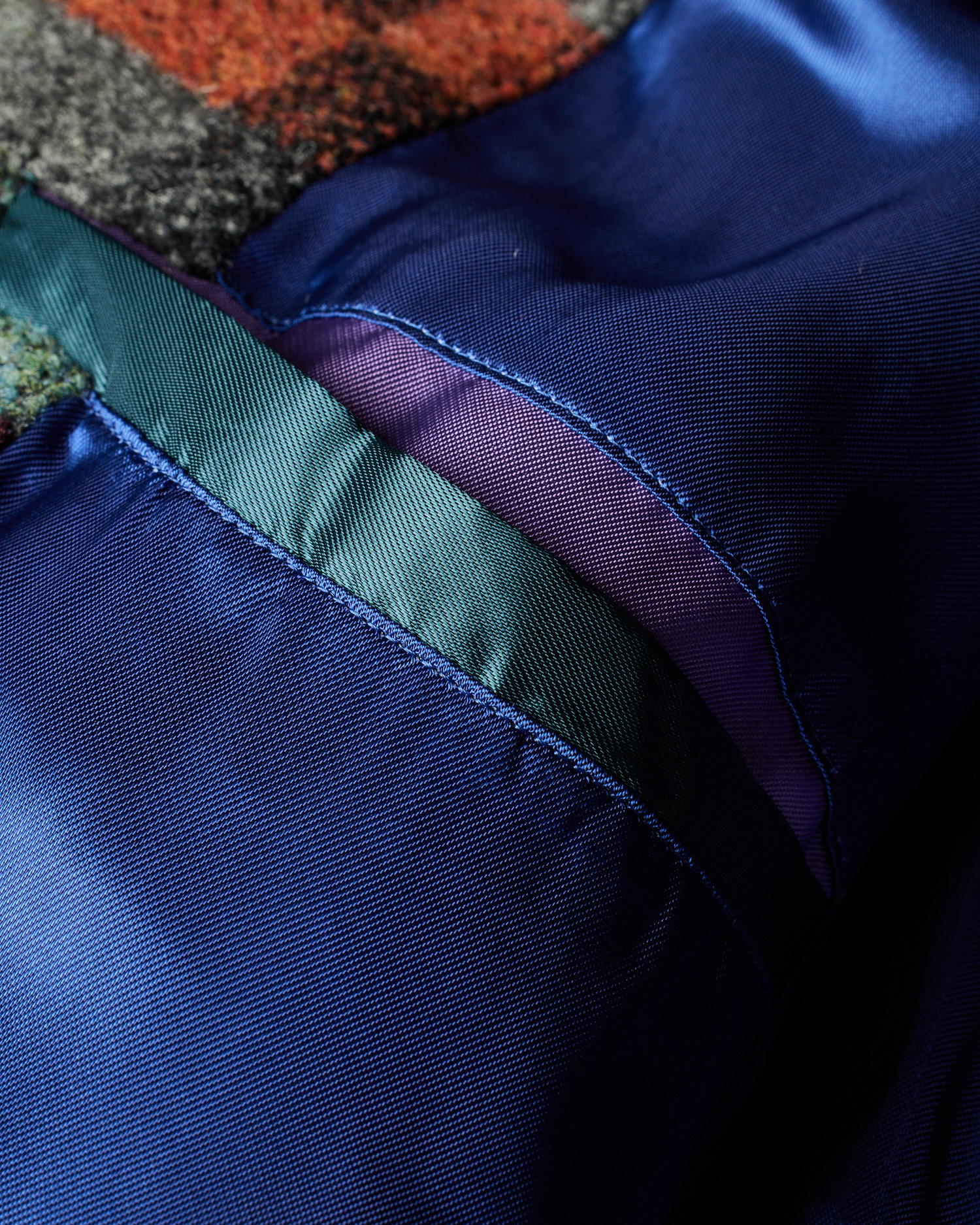 Teal Jacquard Check Wool Zip Jacket - 6