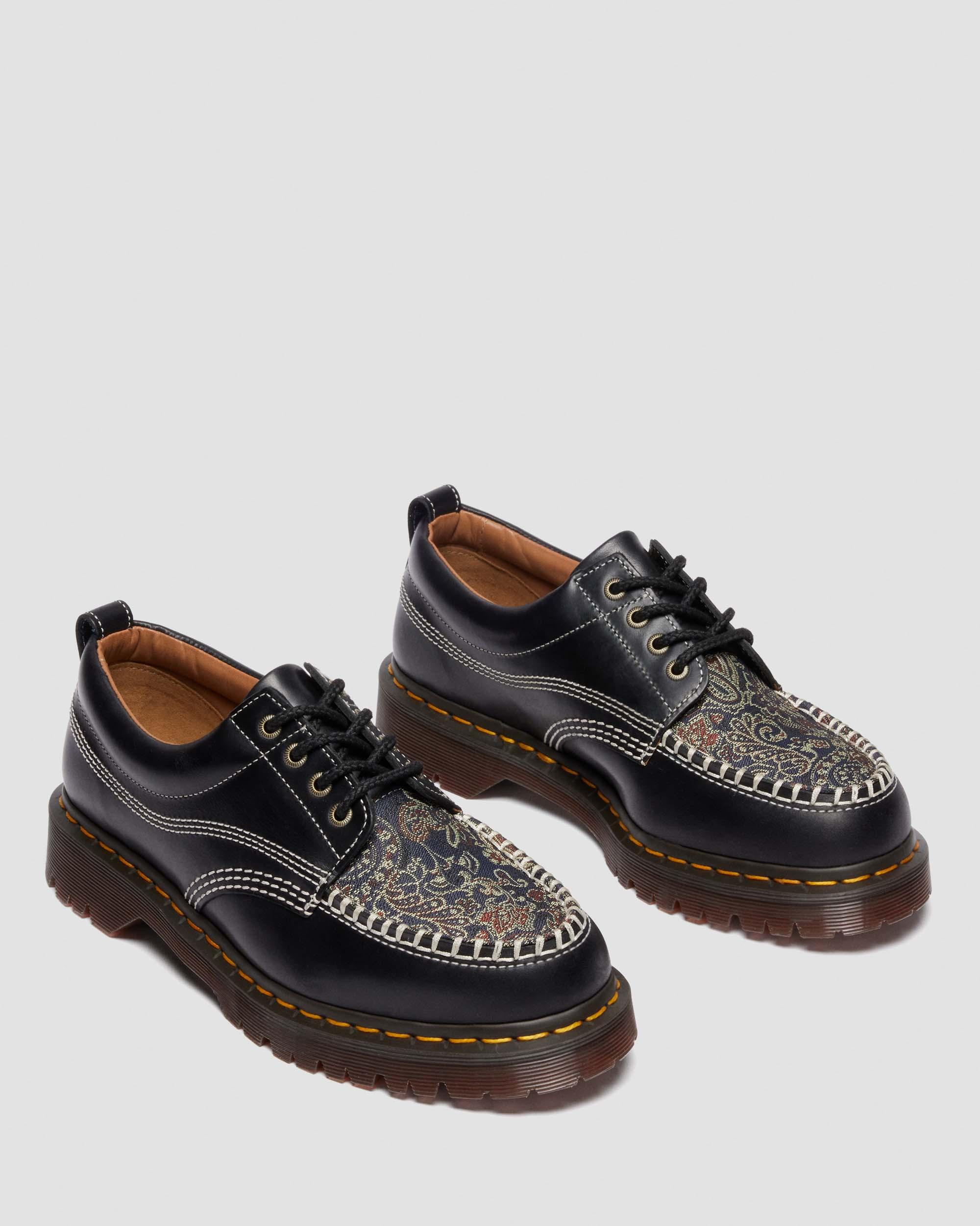 Lowell Leather & Jacquard Lace Up Moc Toe Shoes - 8