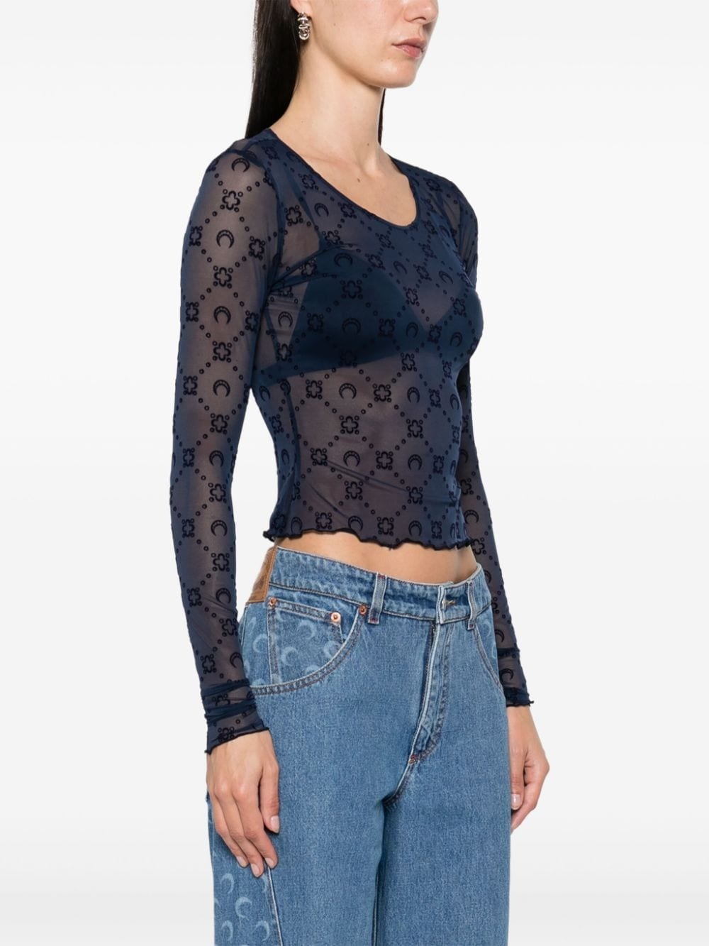 Moonogram mesh longsleeved top - 3