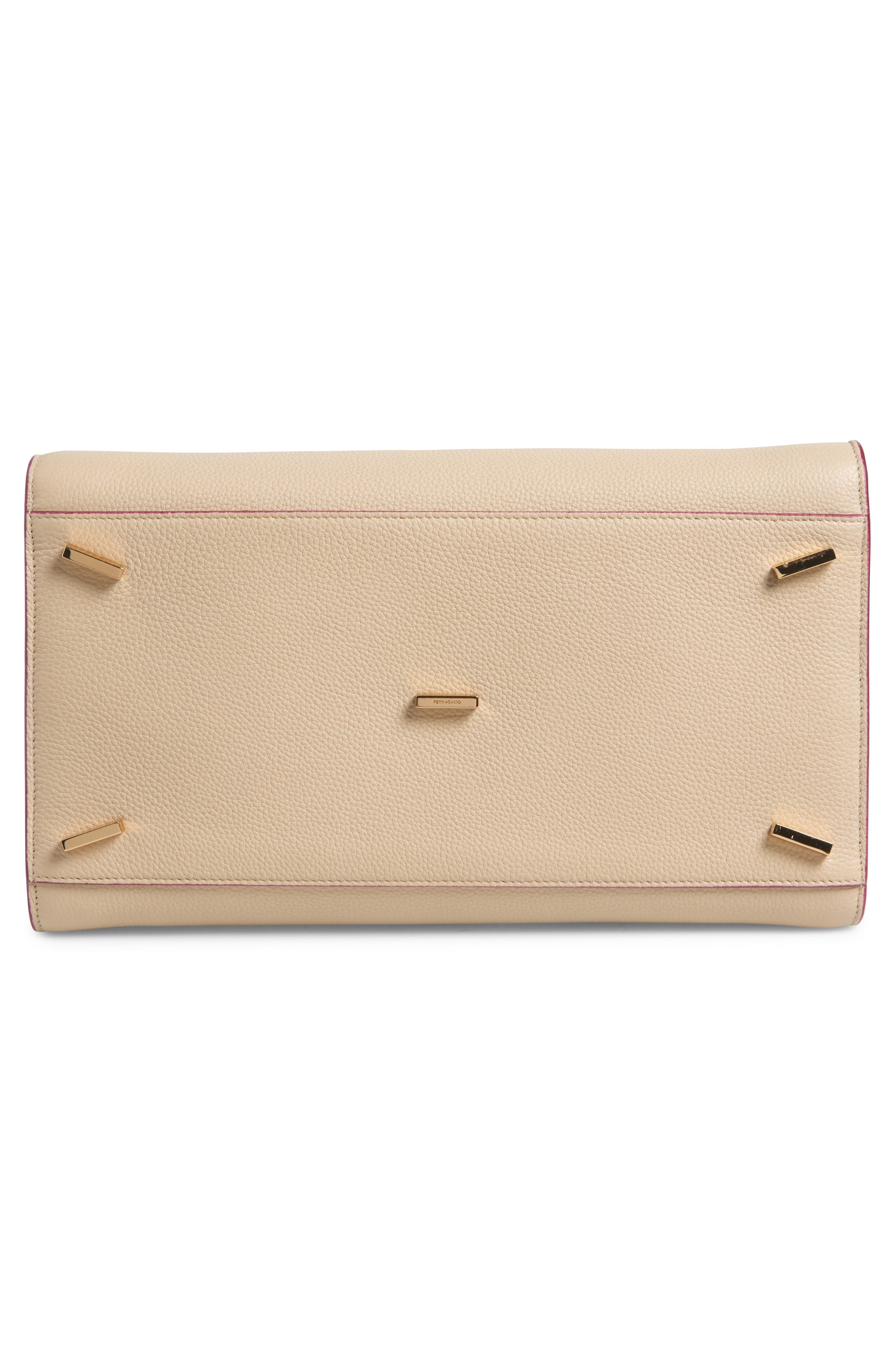 FERRAGAMO Small Hug Leather Top Handle Bag in Stone at Nordstrom - 6