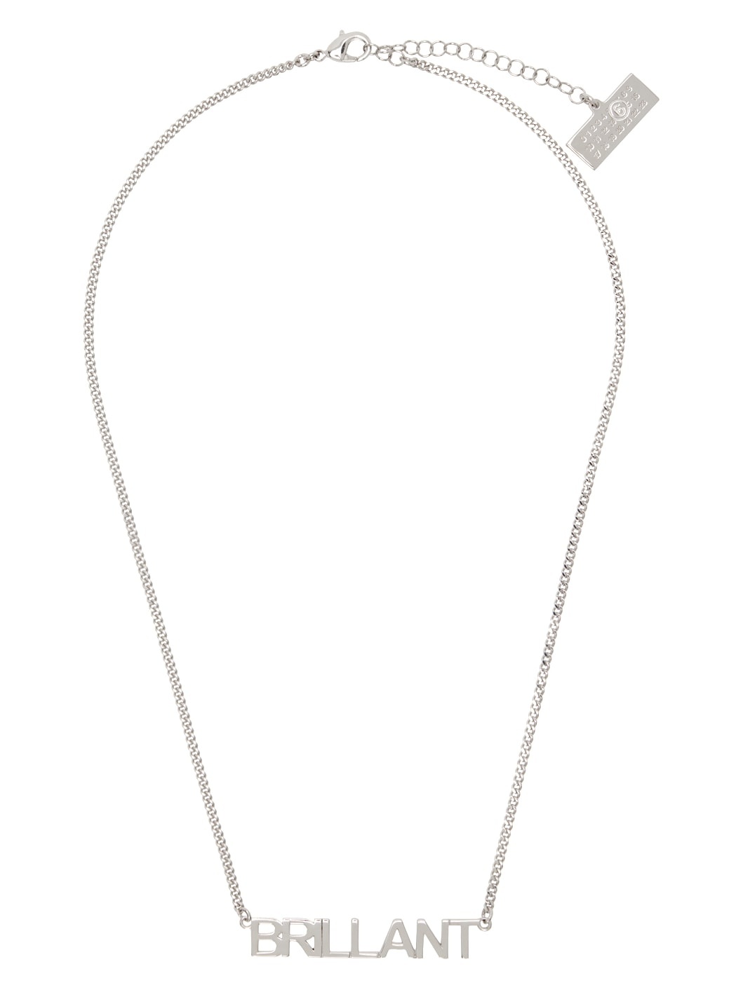 Silver Brass Minimal Logo Necklace - 1
