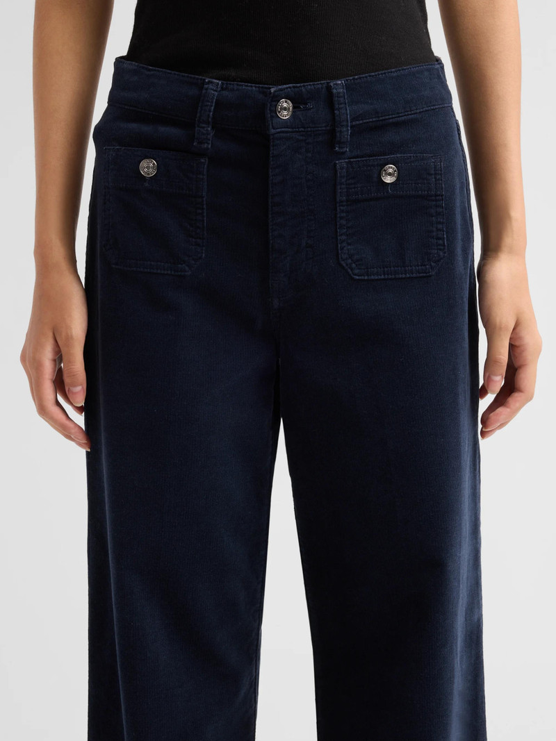 Women's Le Slim Palazzo Modernist Pocket Corduroy Pants - Navy 5