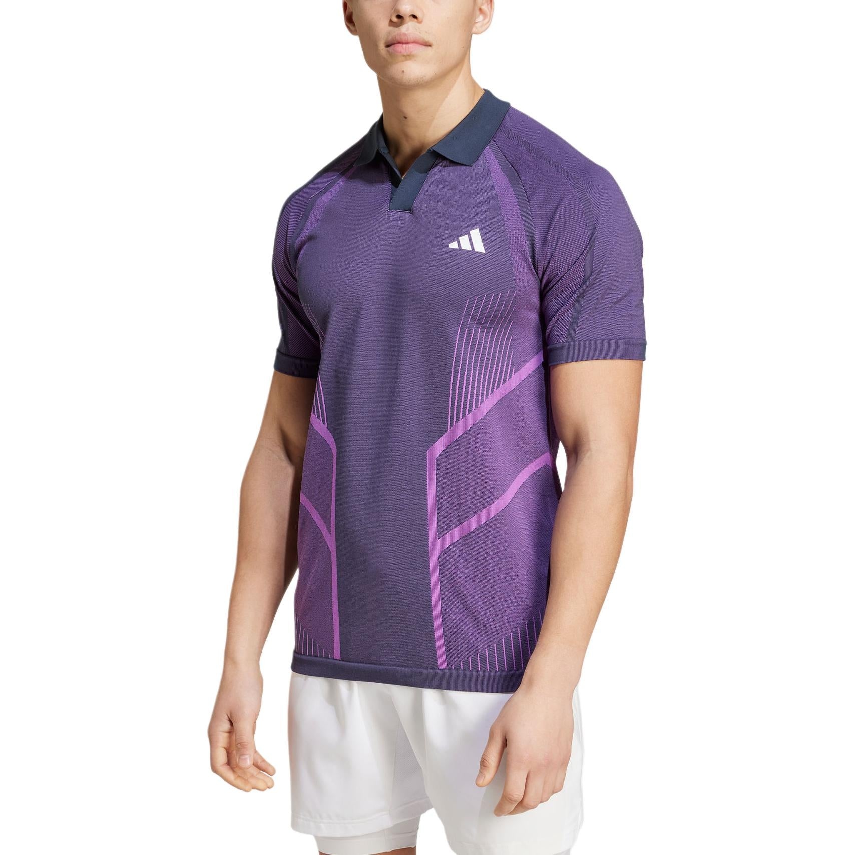 adidas Tennis Pro Seamless AEROREADY FreeLift Polo Shirt Asia Sizing 'Purple Navy' IM8894 - 2