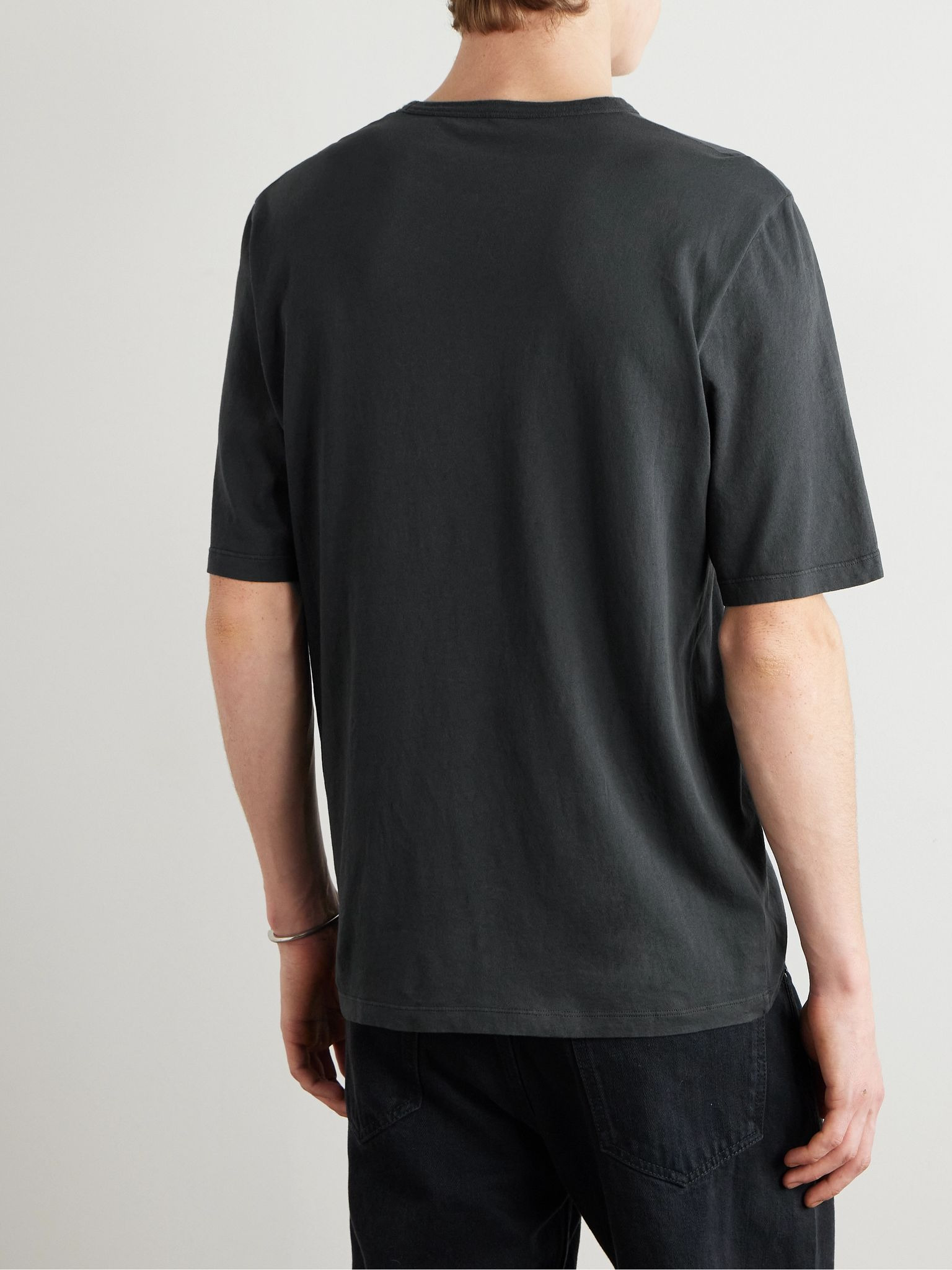 Logo-Embroidered Cotton-Jersey T-Shirt Black - 4