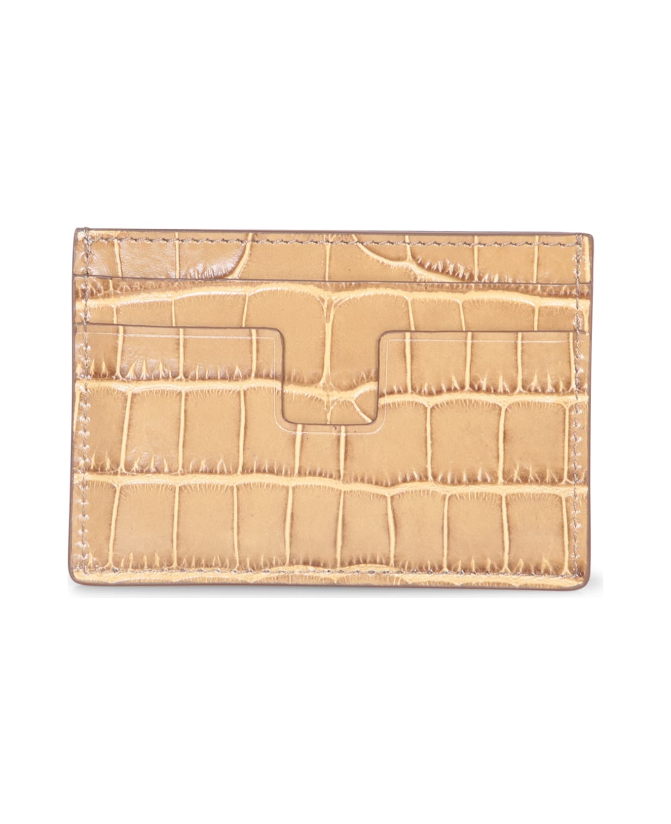 Beige Crocodile Card Holder - 2