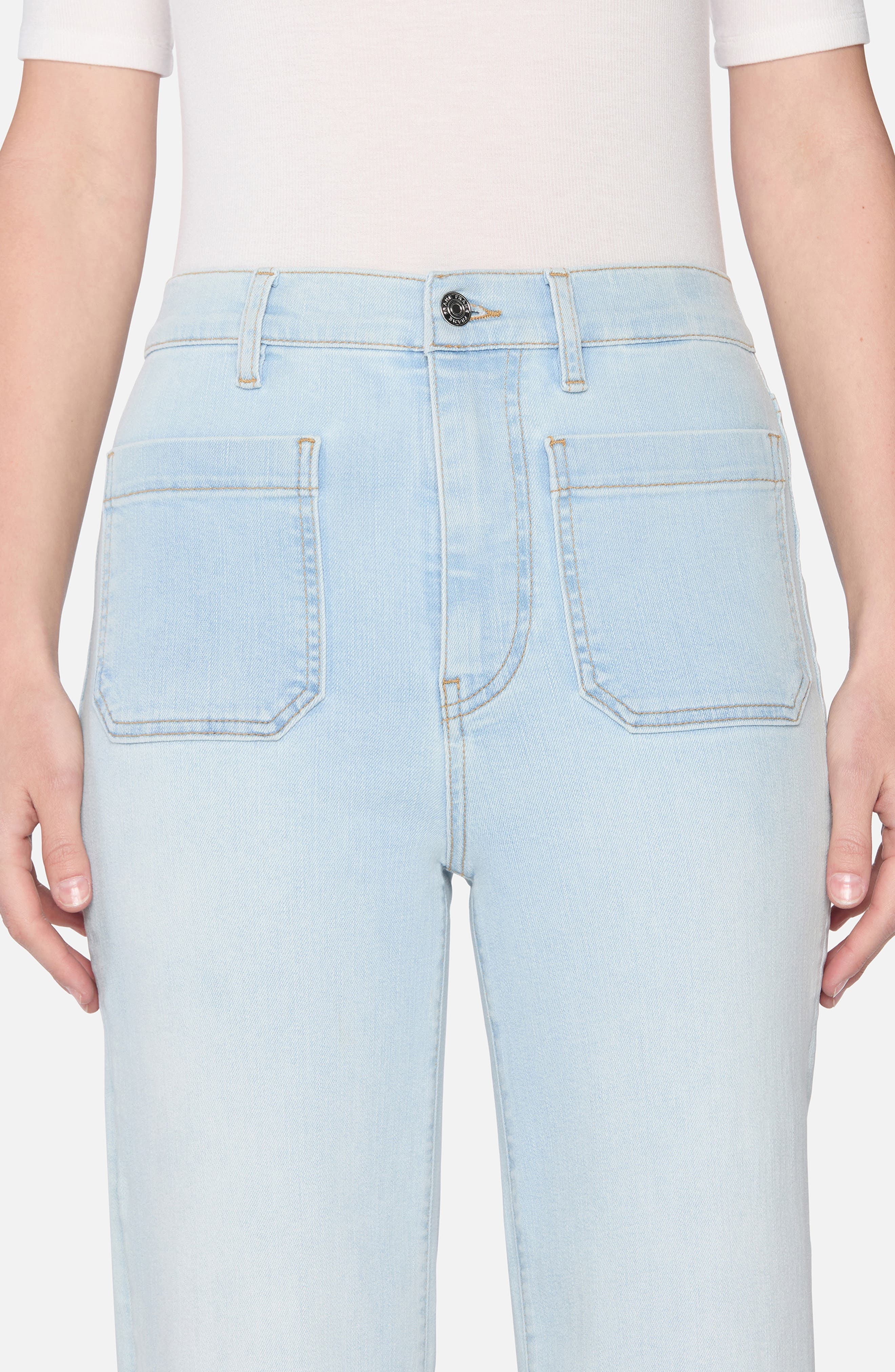 FRAME The Anchor Patch Pocket Jeans in Float Raw Fray at Nordstrom - 4