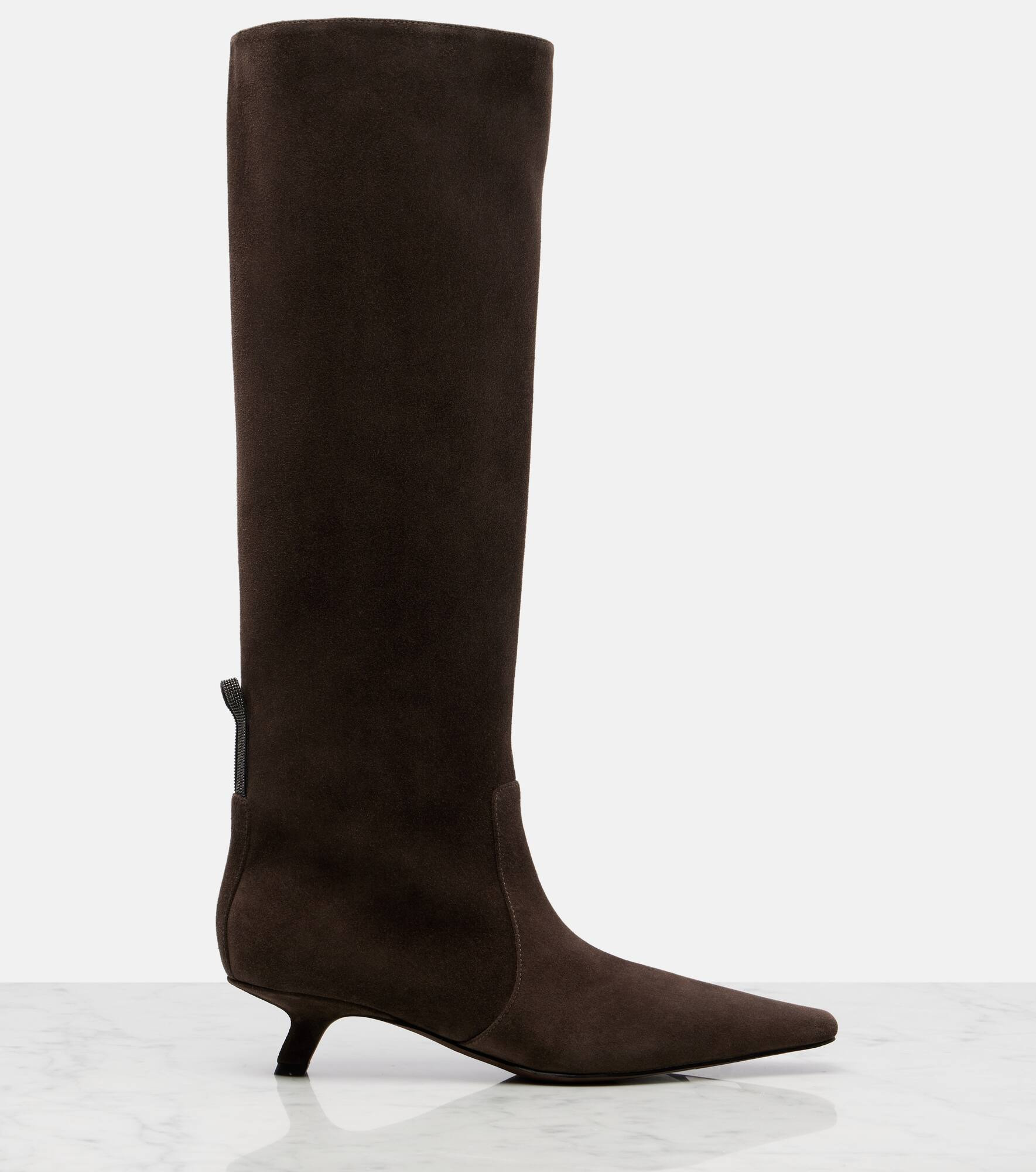 Monili suede knee-high boots - 4