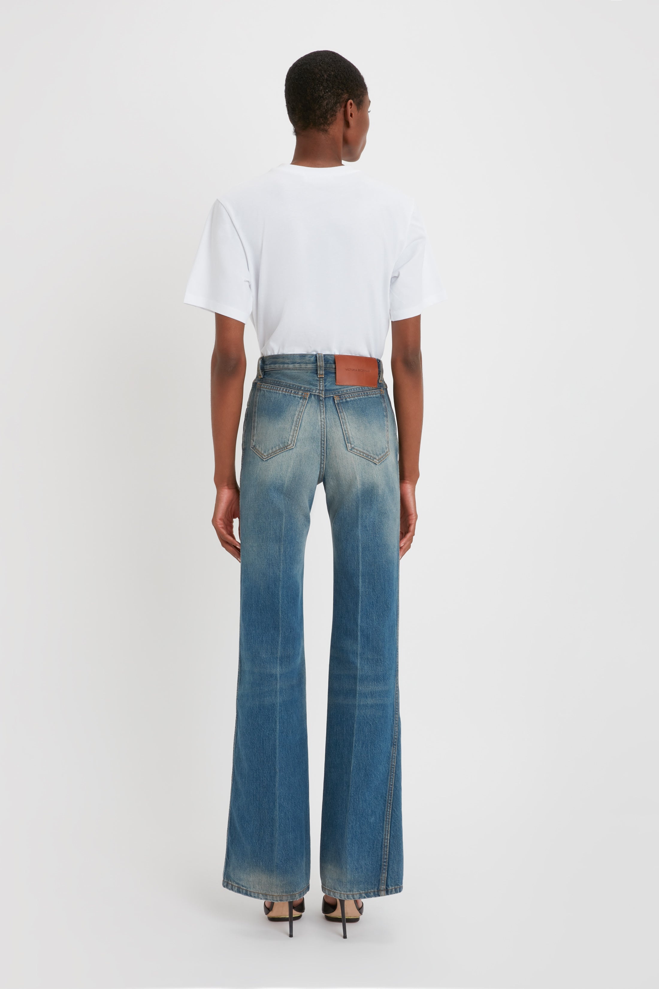 Mid-Rise Loose Flare Jean In Vintage Blue - 5