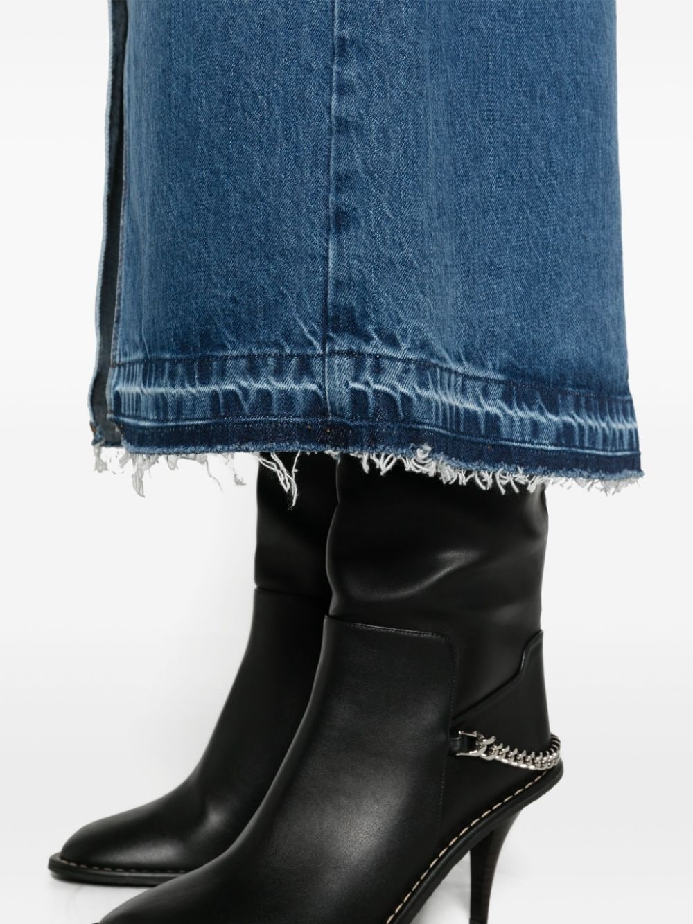 washed denim midi skirt - 5