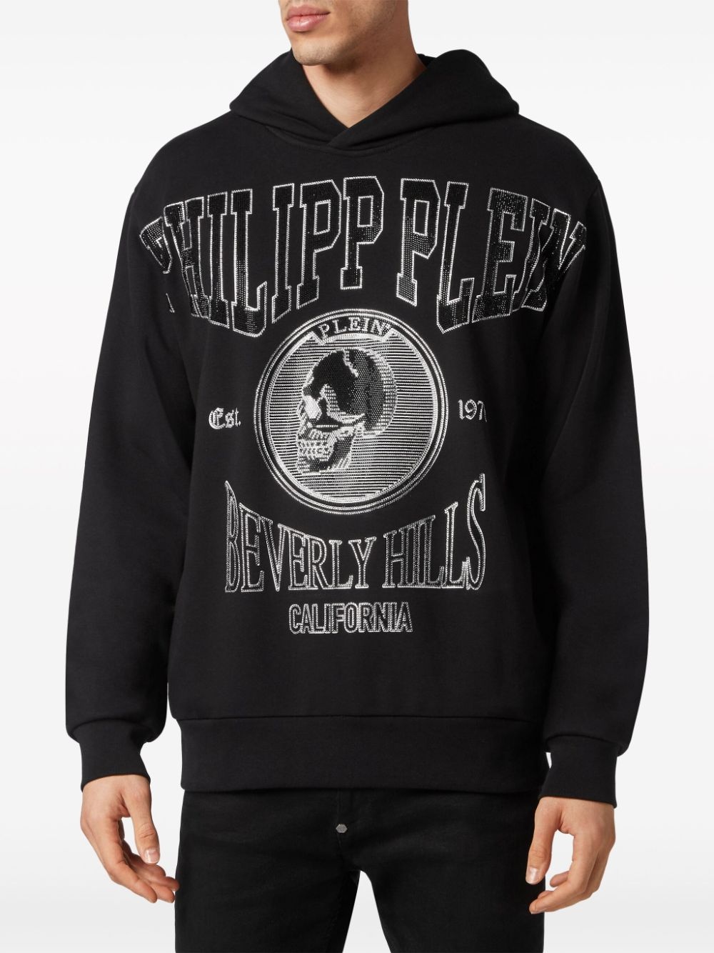 crystal-embellished jersey hoodie - 3