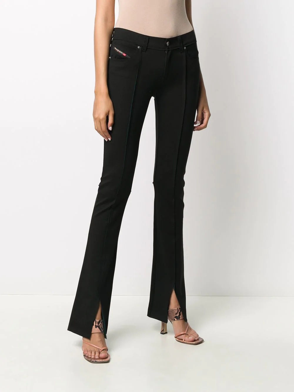 front slit flared trousers - 3