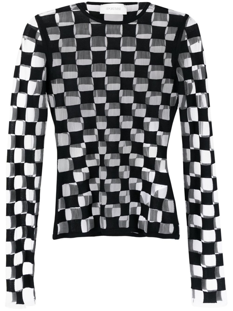 checkerboard-print long-sleeve top 1