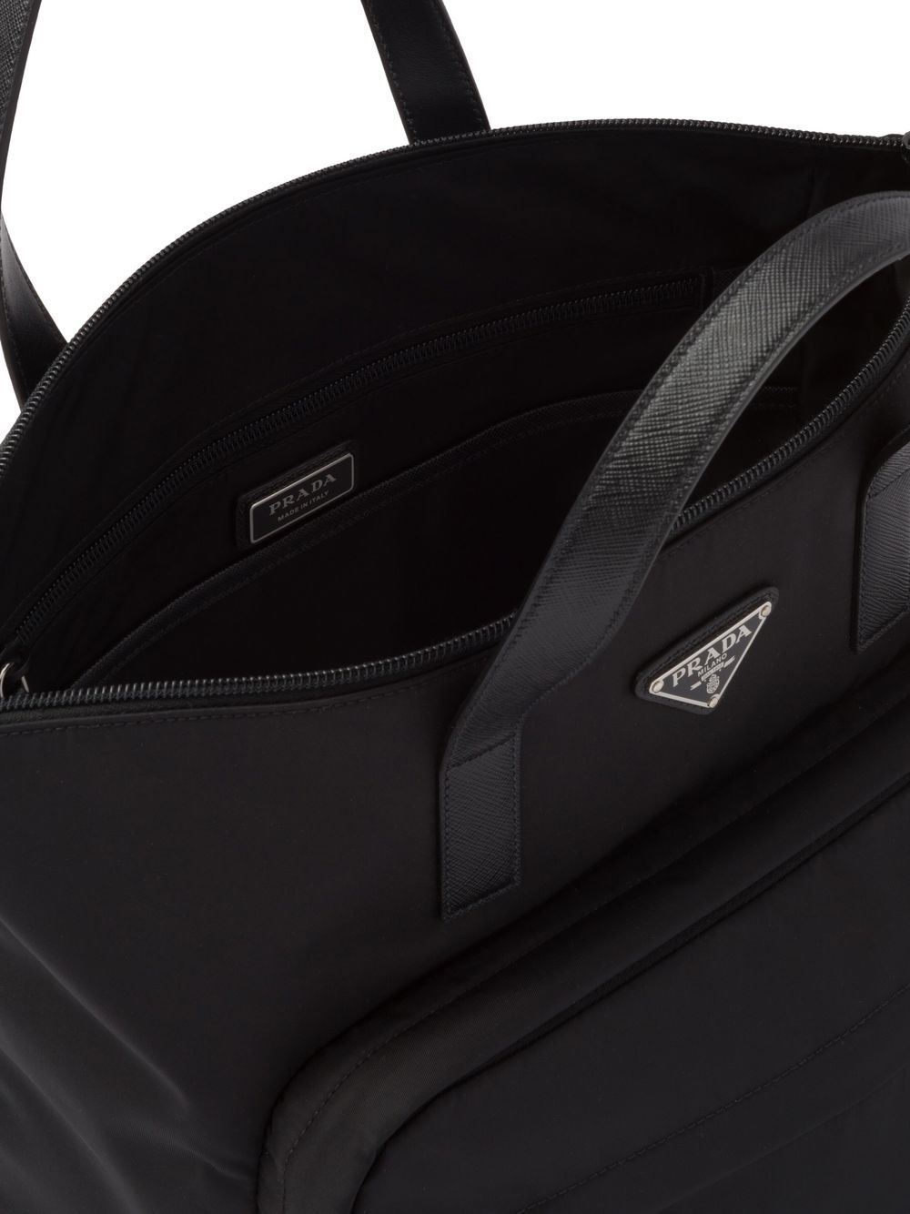 recycled nylon Saffiano leather tote bag - 5