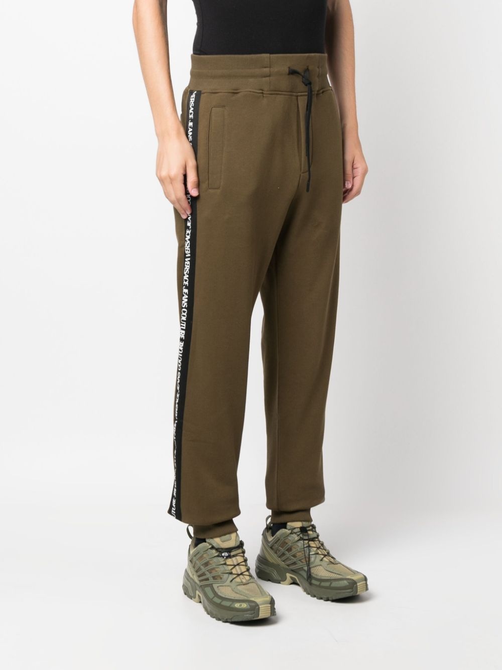 logo-tape detail cotton track pants - 3