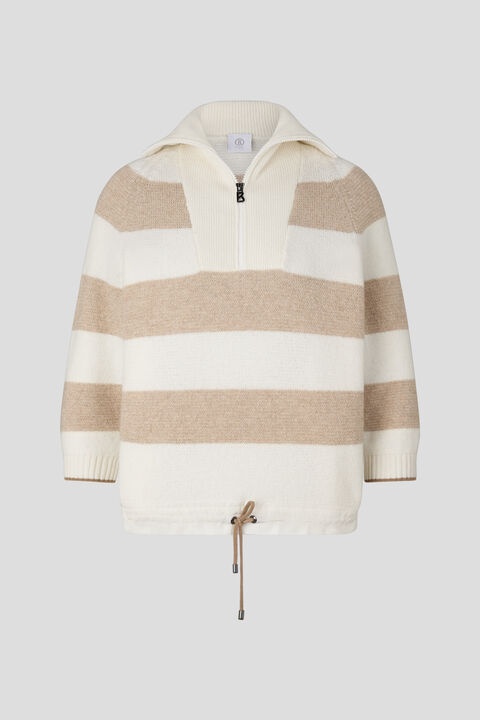 Dora half-zippered knit sweater in Off-white/Beige - 1