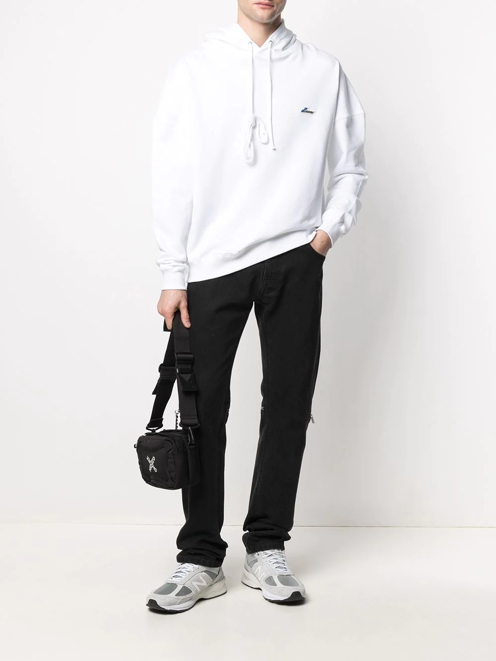 embroidered logo cotton hoodie - 2