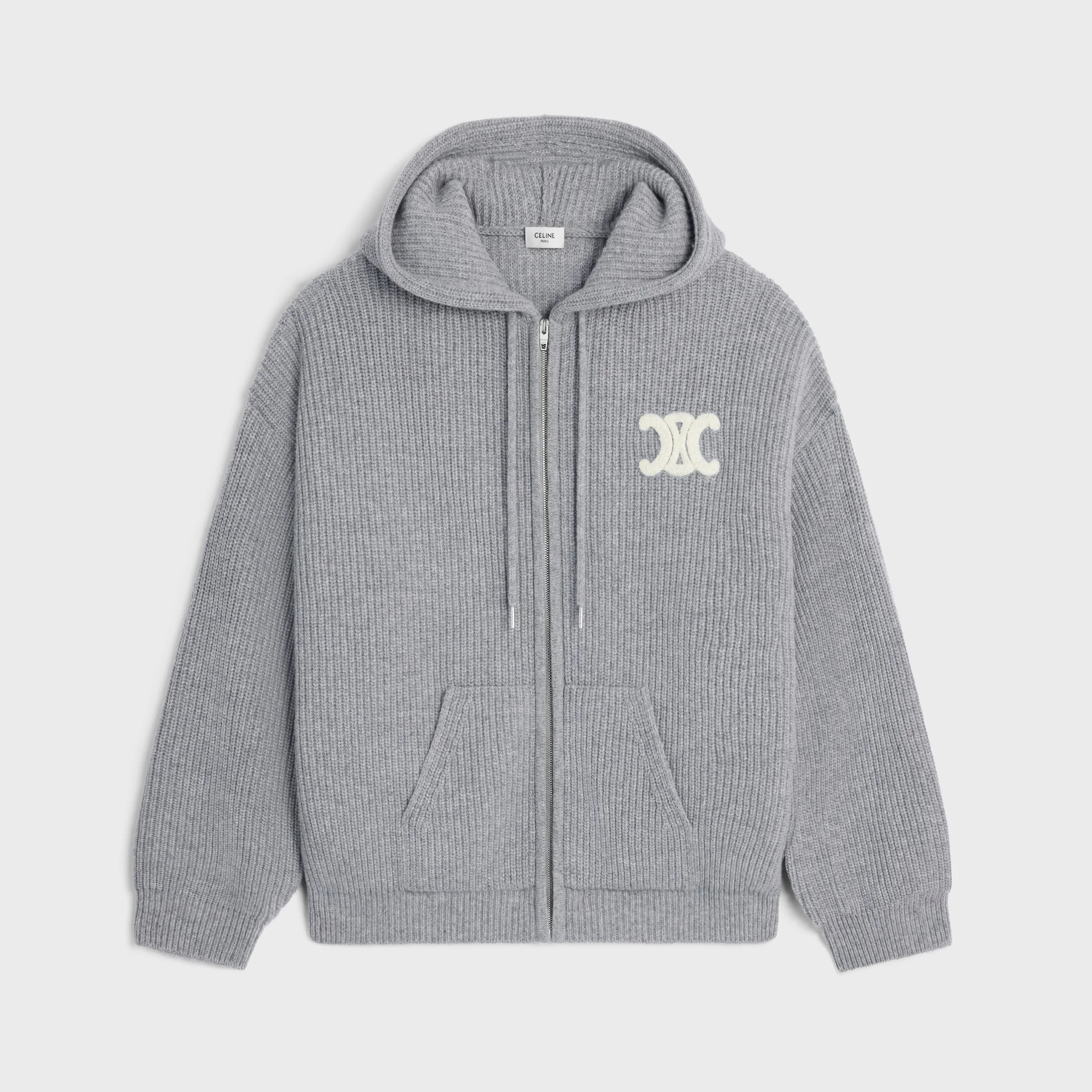 hooded cardigan IN RIBBED WOOL - 1