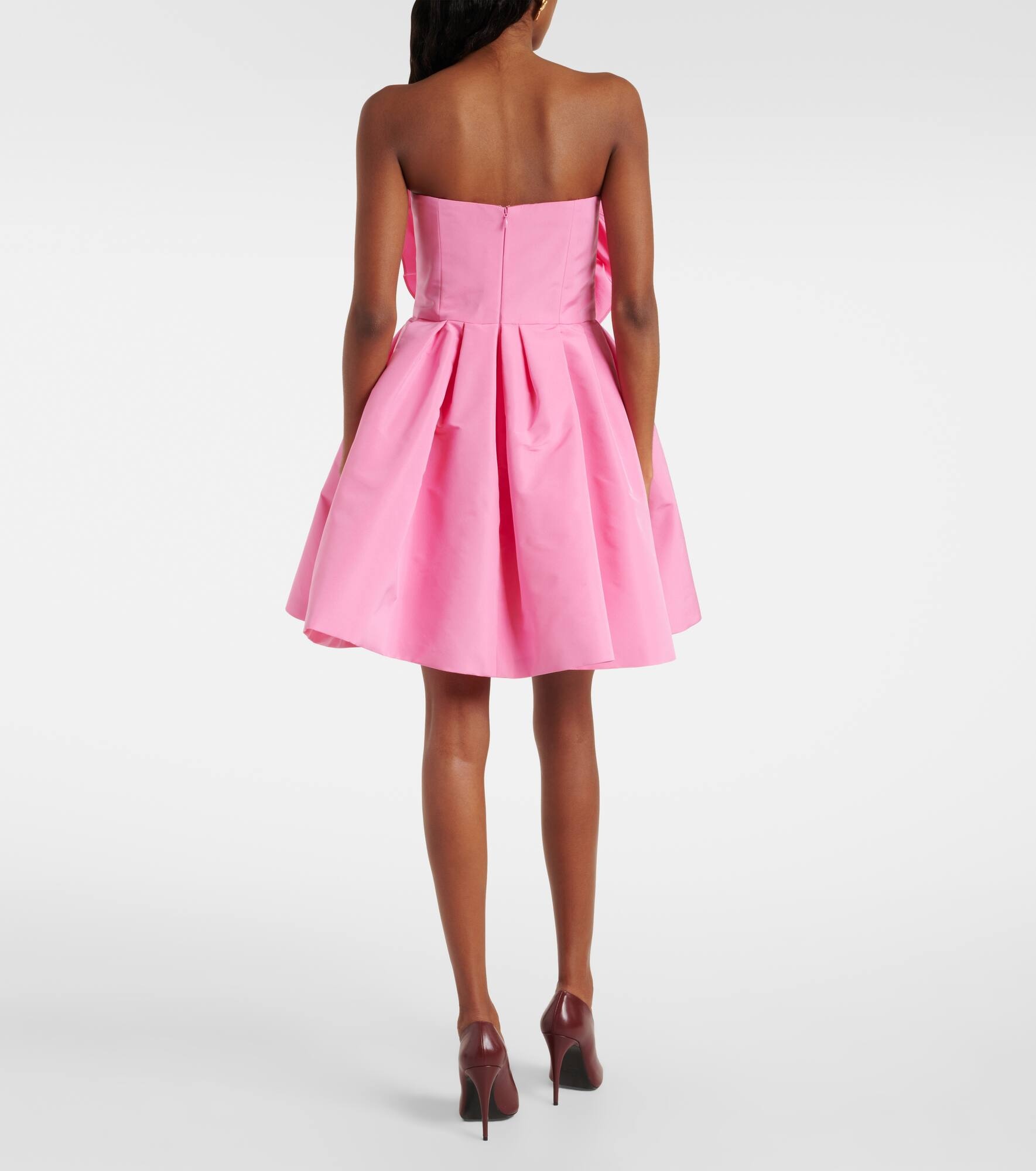 Floral-appliqué silk faille cocktail dress - 3
