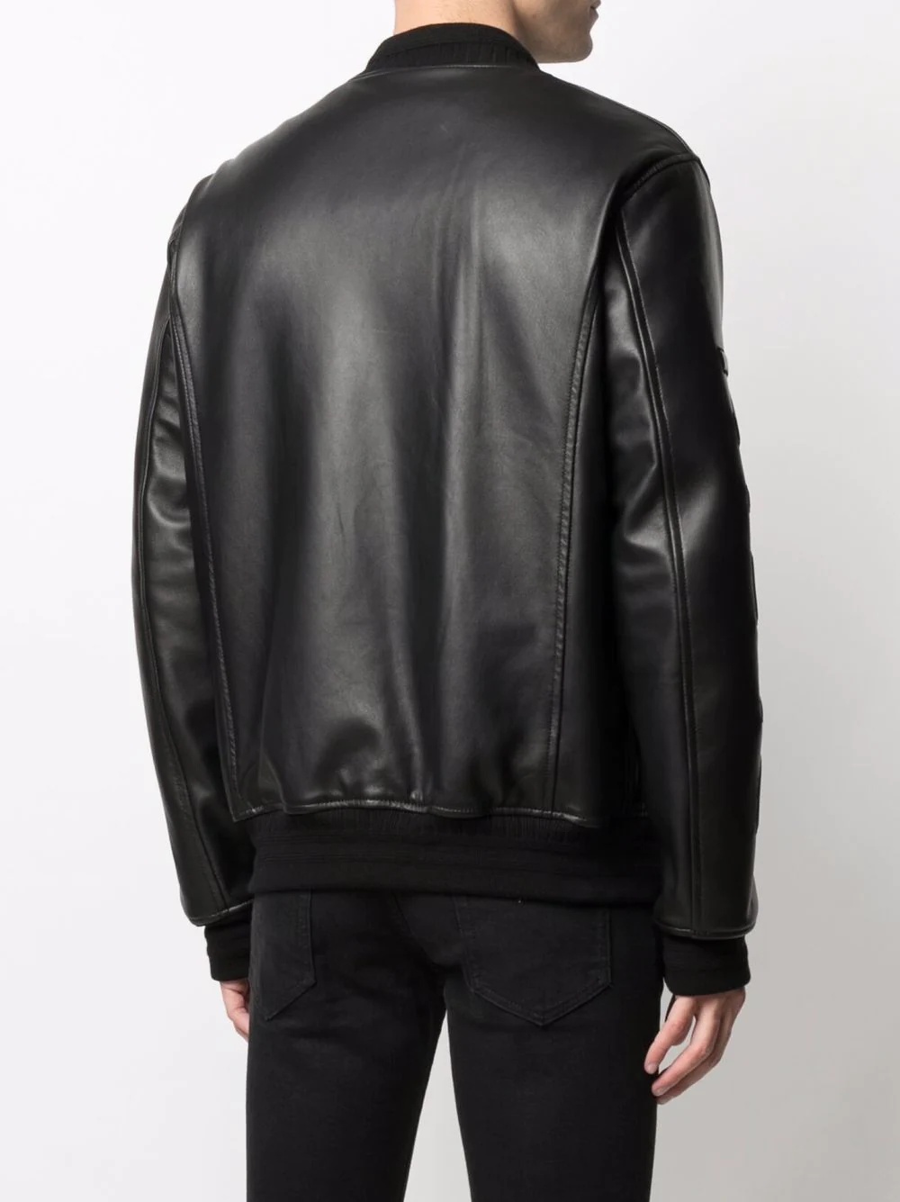 embossed-logo leather jacket - 4