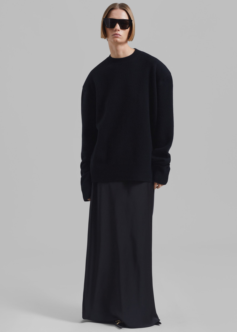 Priscilla Maxi Satin Skirt - Black 5