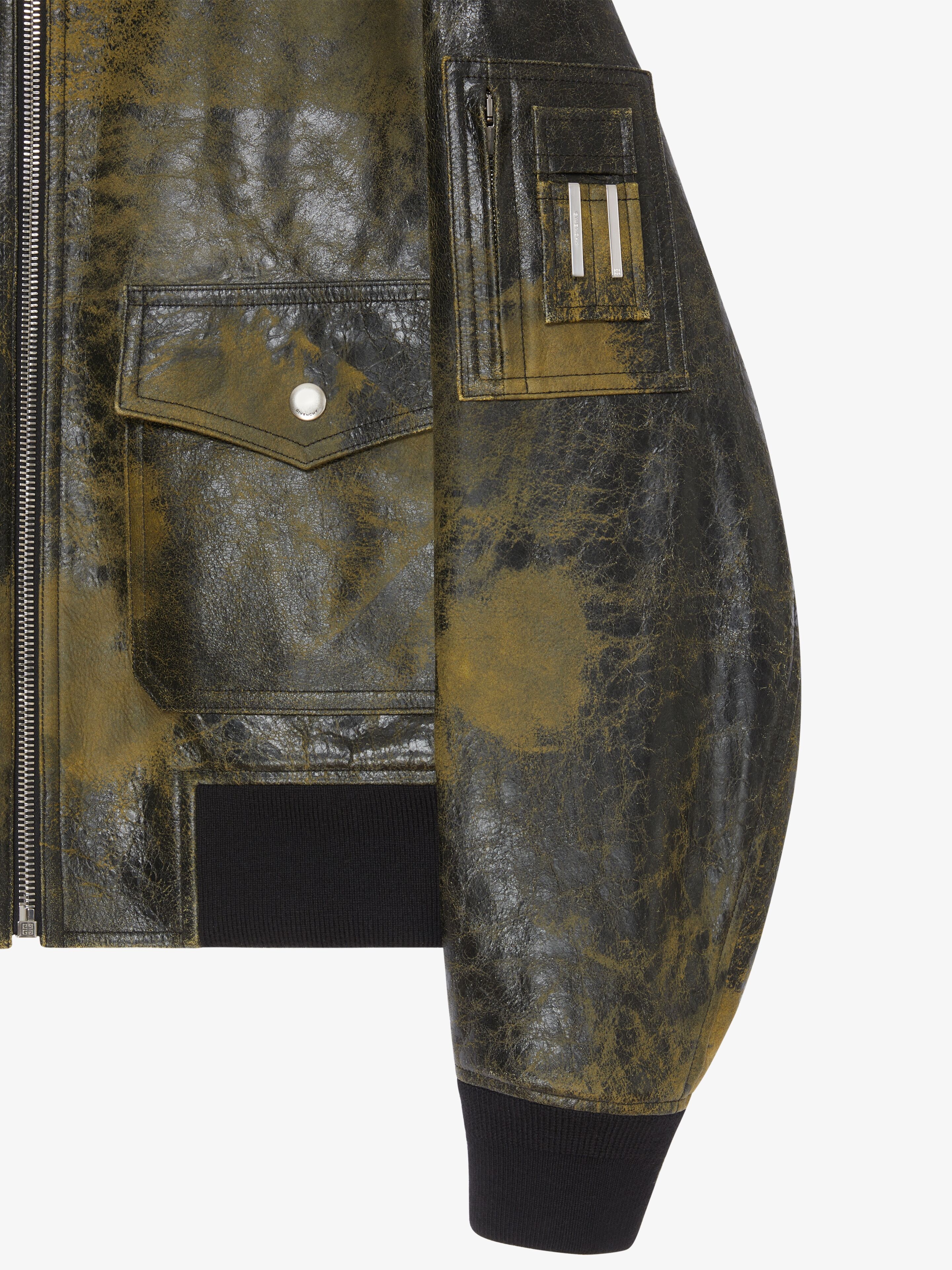 AVIATOR JACKET IN LEATHER AND SHEARLING WITH POCKET - 3