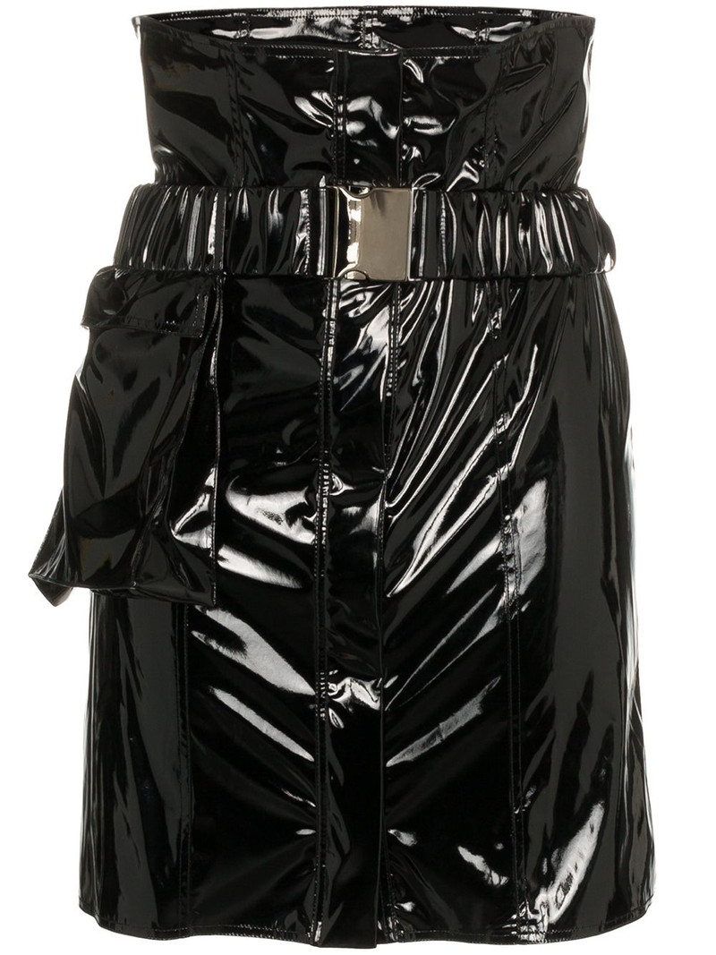 high-waisted vinyl mini skirt 1