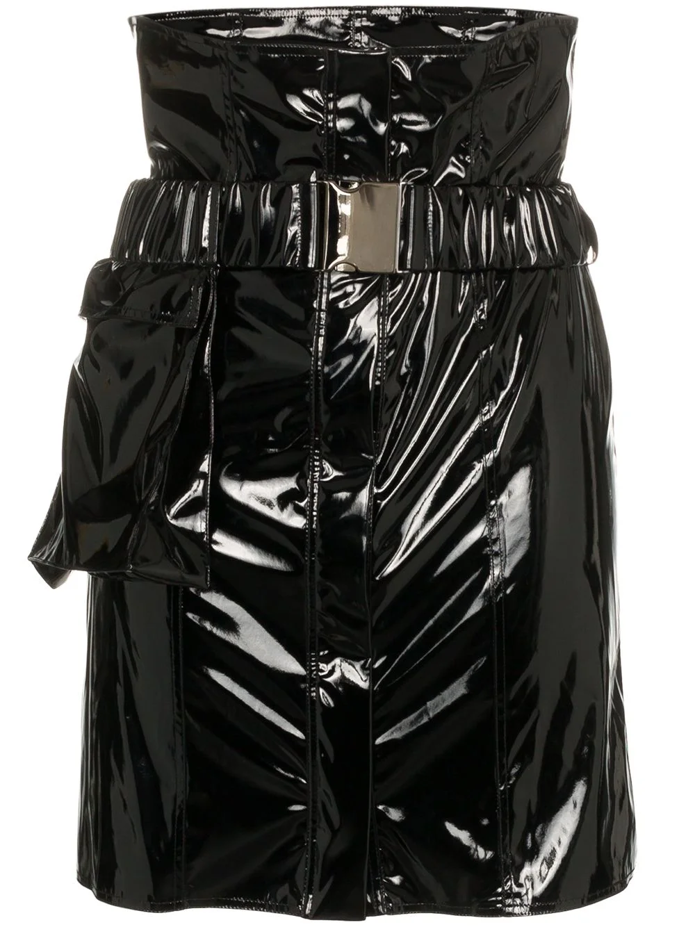 high-waisted vinyl mini skirt - 1