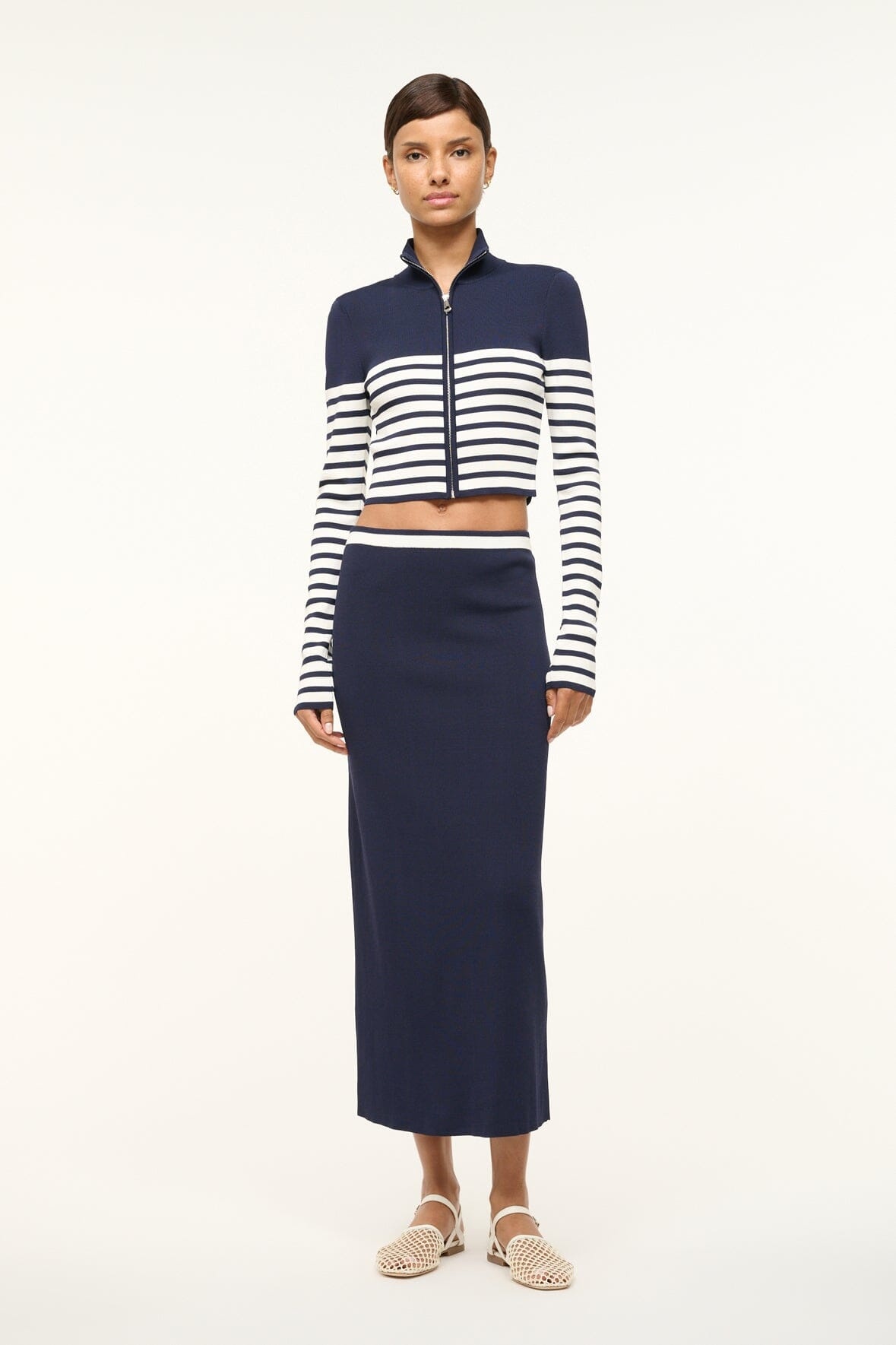 STAUD KARINA SKIRT NAVY WHITE - 2