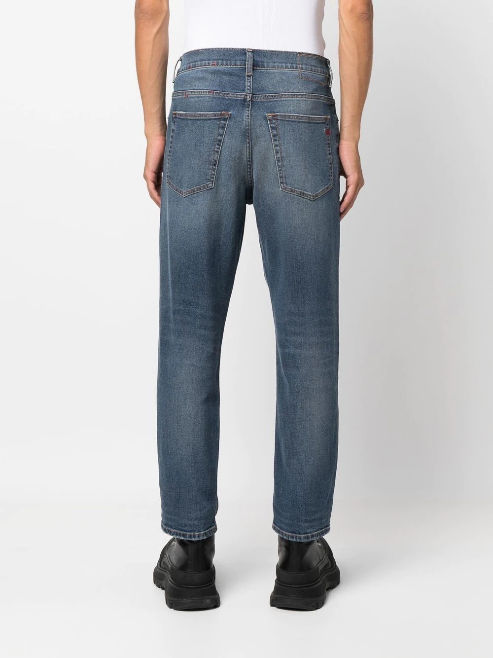 slim-cut washed jeans - 5