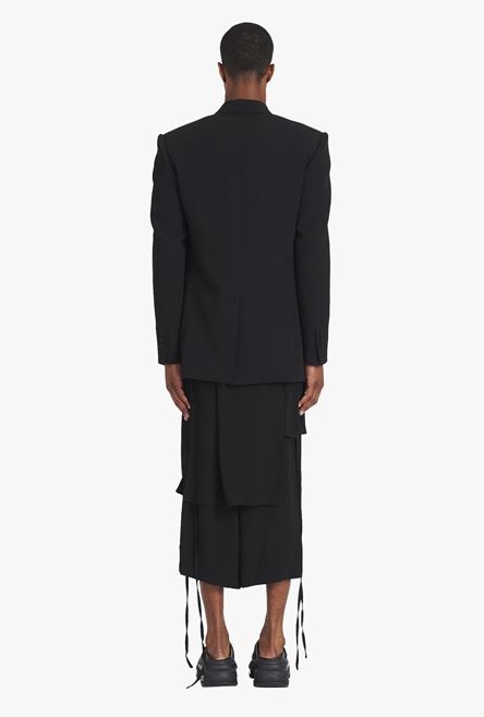 Black eco-designed blazer with gold-tone studded embroidery - 3