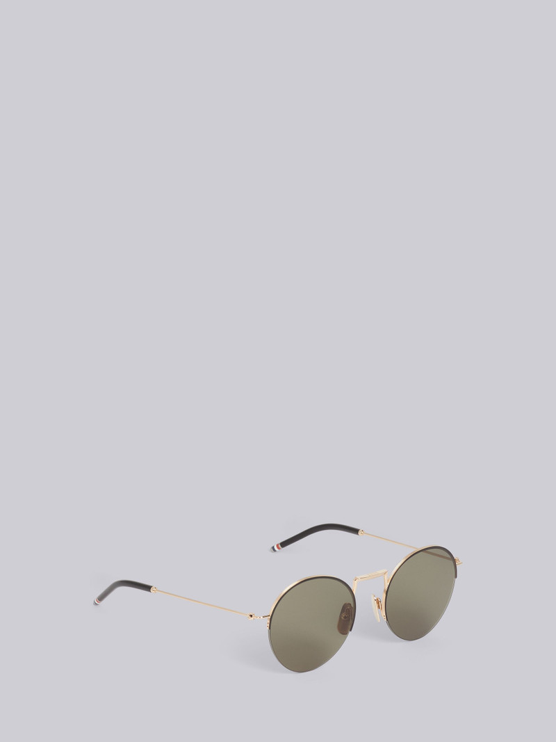TB118 - White Gold Hingeless Round Sunglasses 4