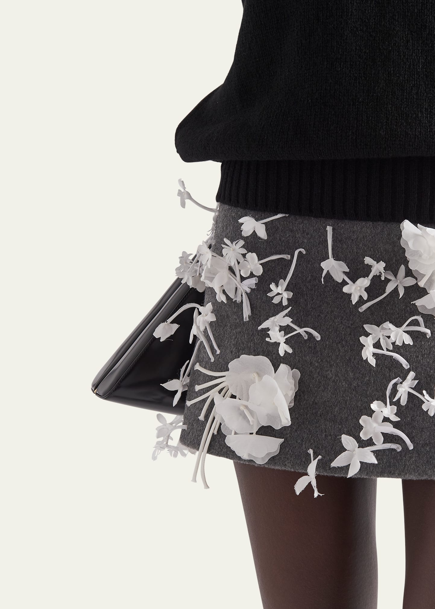 Prada Flower-Embroidered Velour Mini Skirt | bergdorfgoodman