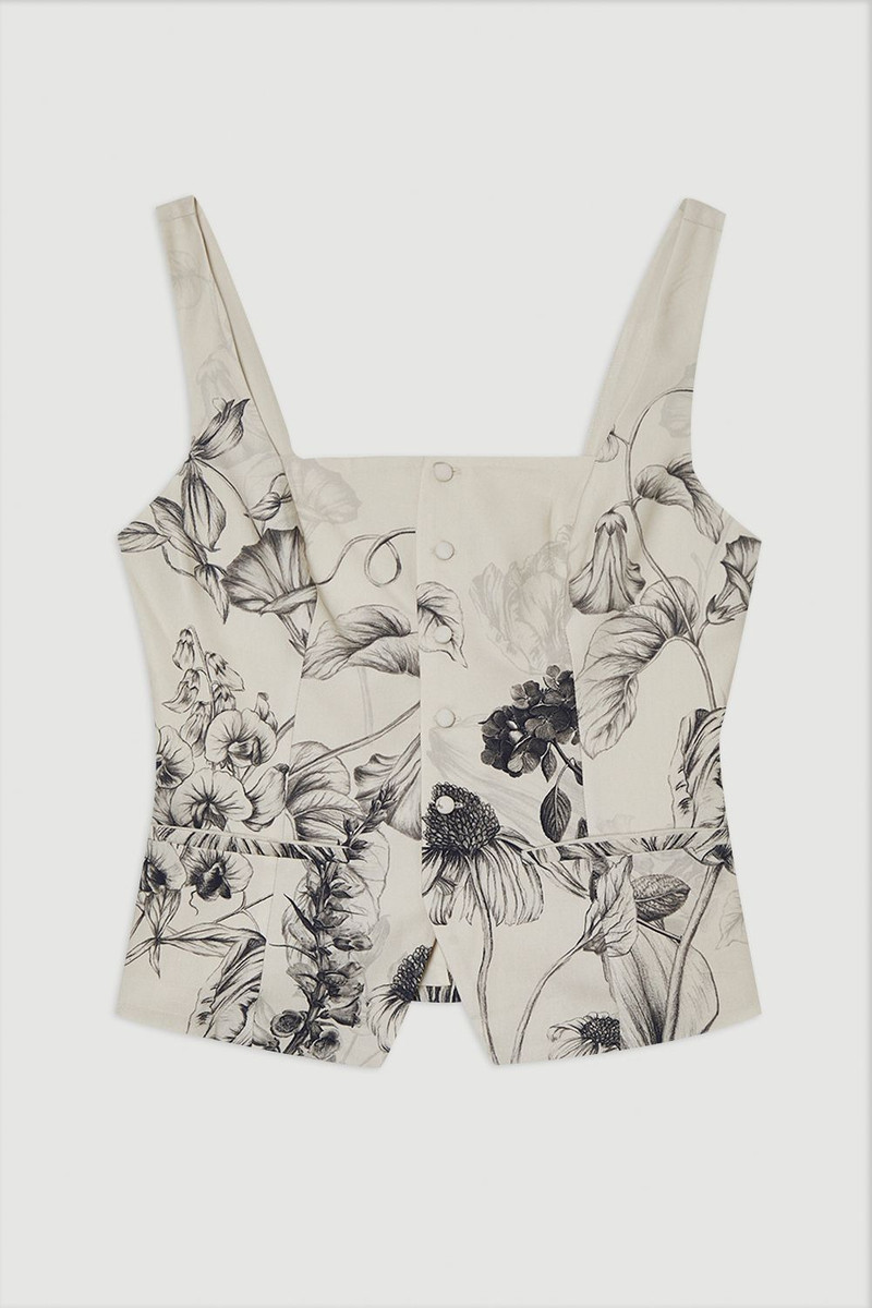Viscose Linen Scenic Placed Print Strappy Top 4
