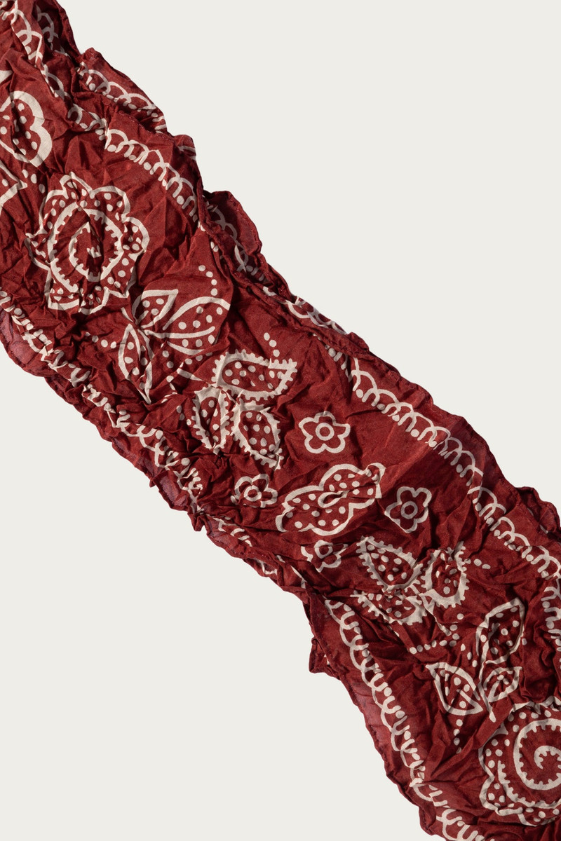 Kapital WASHER Silk MOGA Scarf (ESCARGOT FLOWER) - Burgundy outlook