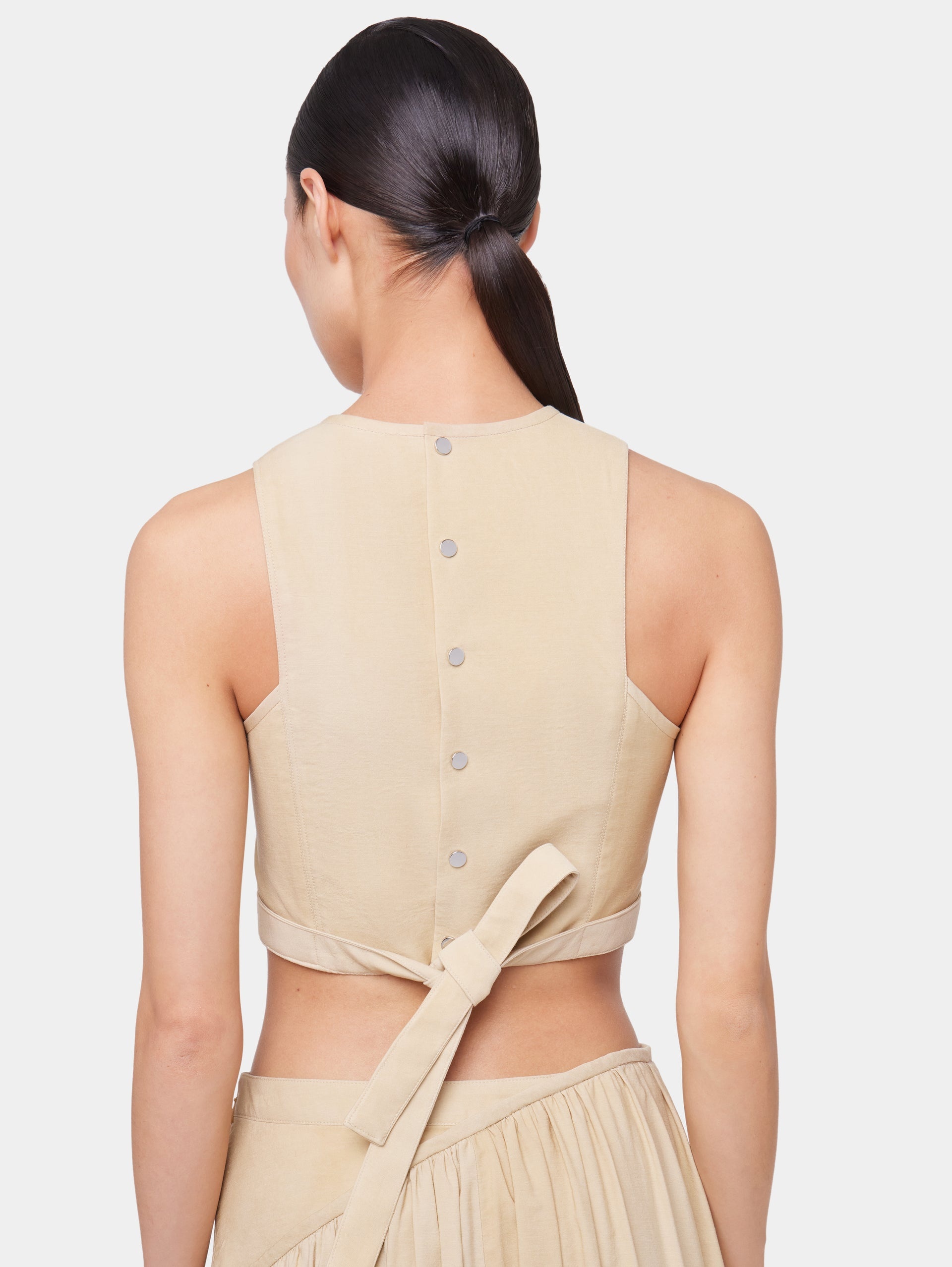OCHRE CROP TOP IN VISCOSE TWILL - 5