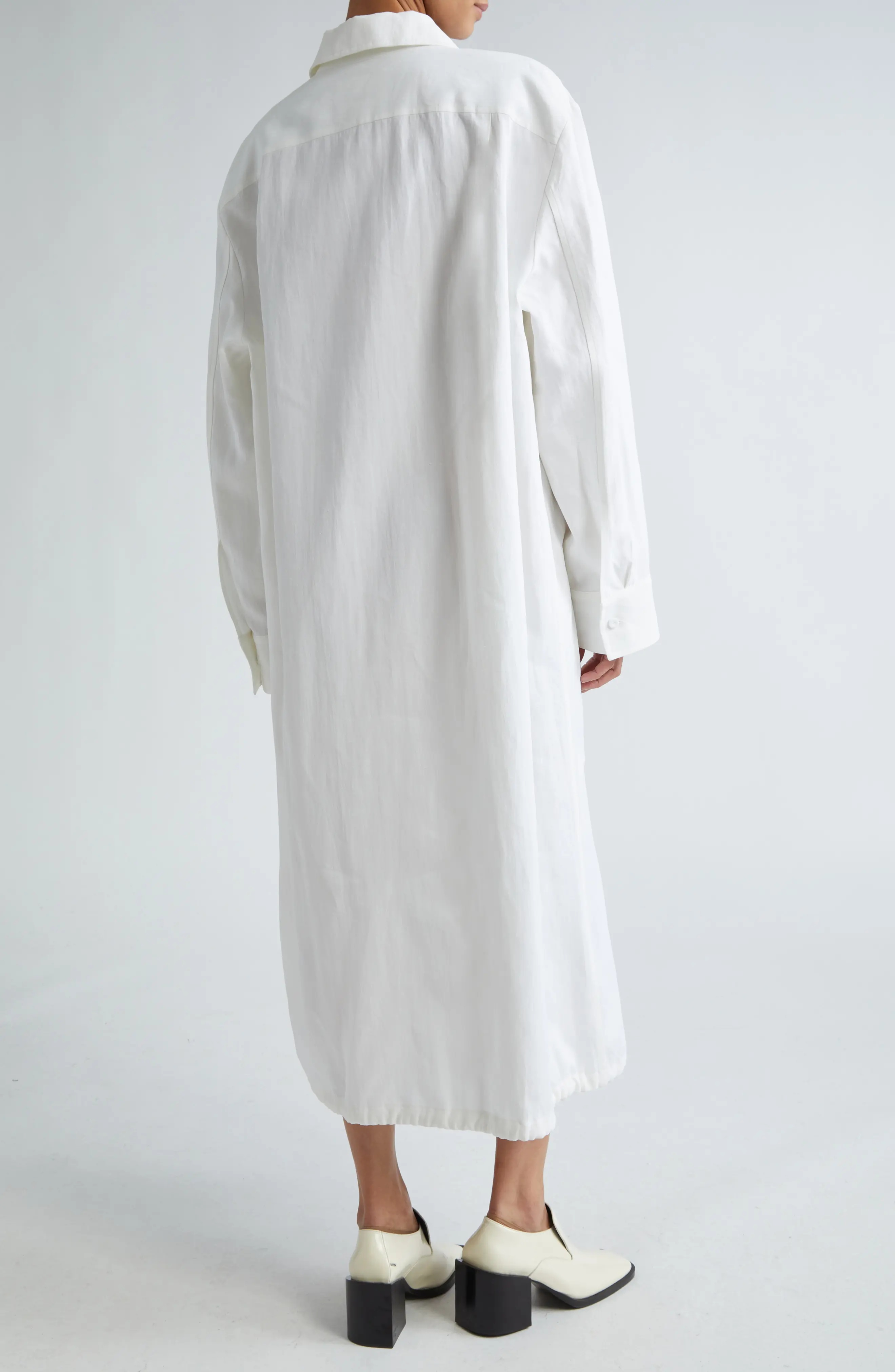 Long Sleeve Linen Shirtdress - 2