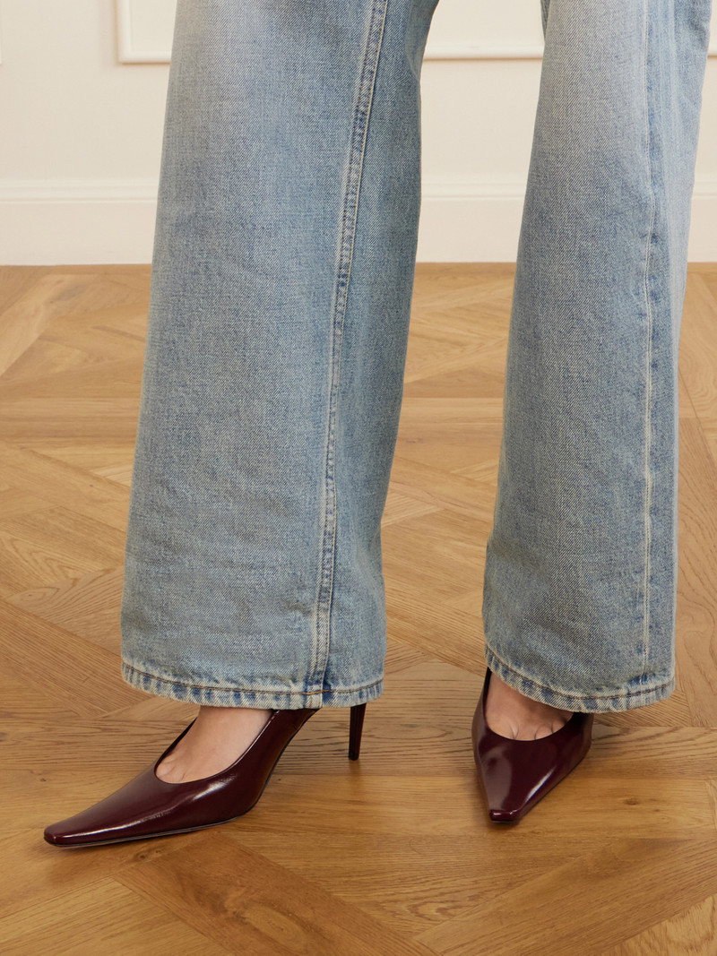 SAINT LAURENT Anne-marie 75 Ruched Leather Slingback Pumps outlook
