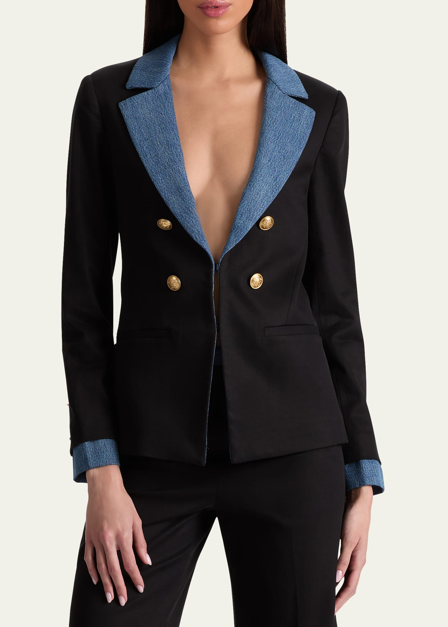 Mya Denim-Trim Blazer - 5